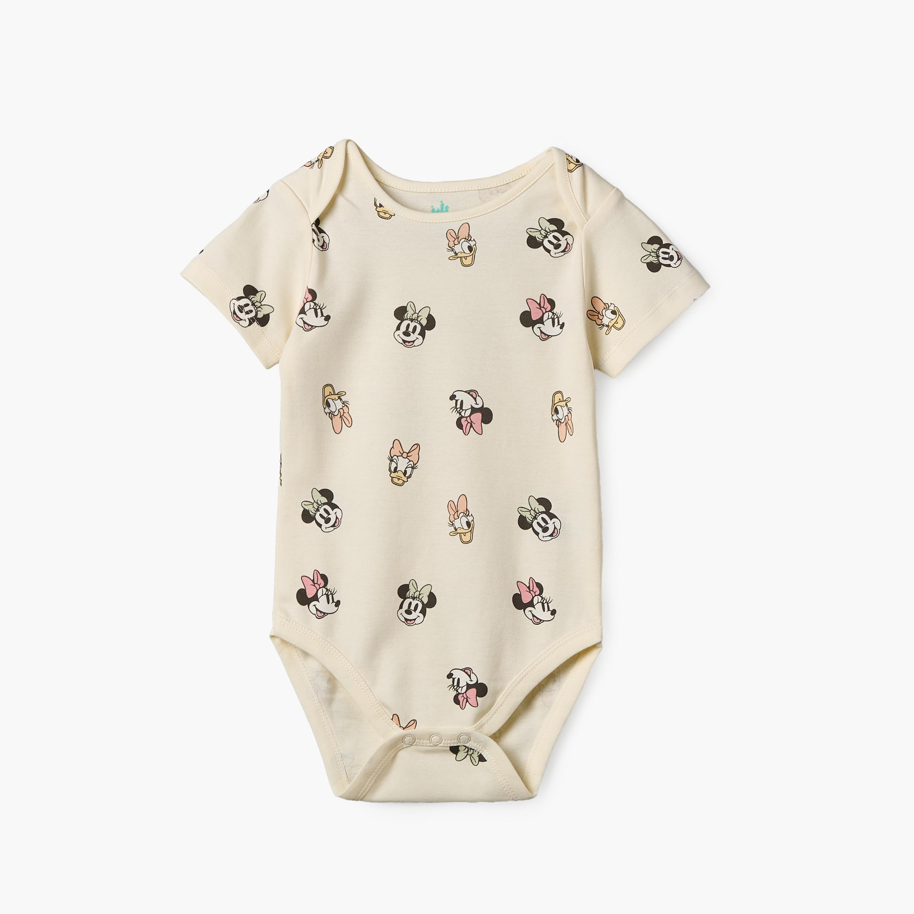 طقم بودي سوت قطني بياقة مستديرة وأكمام قصيرة بطبعة ميني ماوس وديزي من ديزني - 4 قطع-baby-girls-clothing-bodysuits-image-4