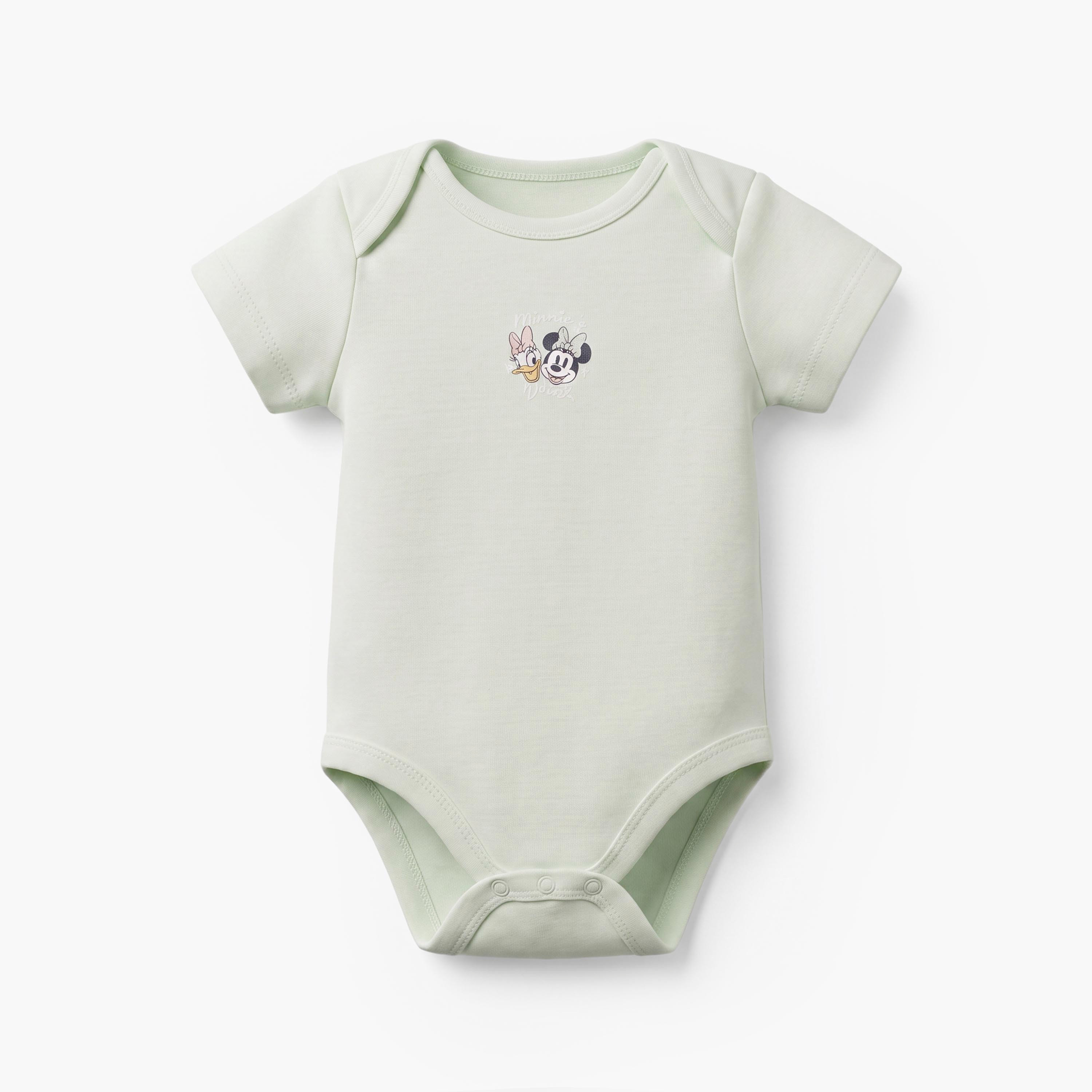 طقم بودي سوت قطني بياقة مستديرة وأكمام قصيرة بطبعة ميني ماوس وديزي من ديزني - 4 قطع-baby-girls-clothing-bodysuits-image-5