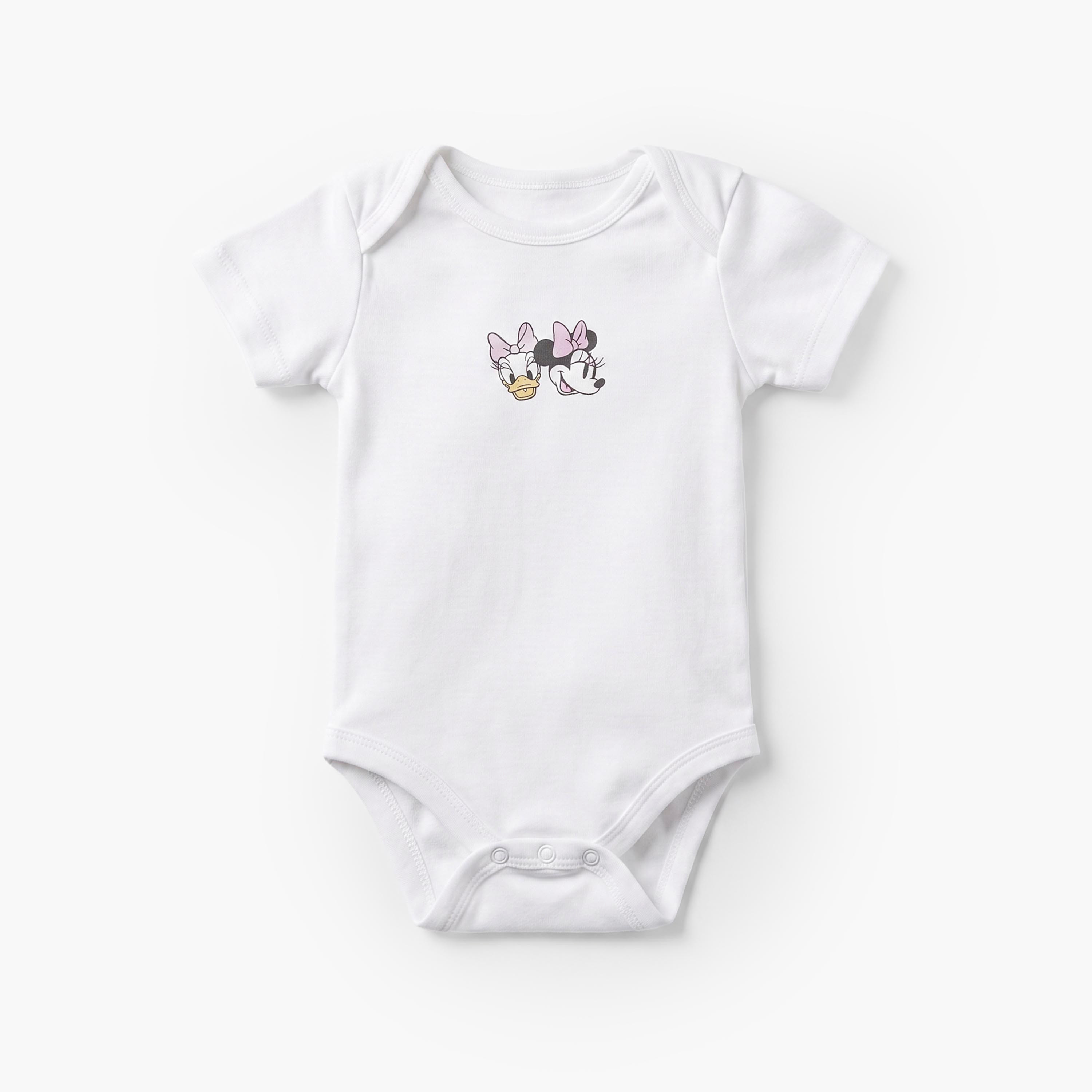 طقم بودي سوت قطني بياقة مستديرة وأكمام قصيرة بطبعة ميني ماوس وديزي من ديزني - 4 قطع-baby-girls-clothing-bodysuits-image-6