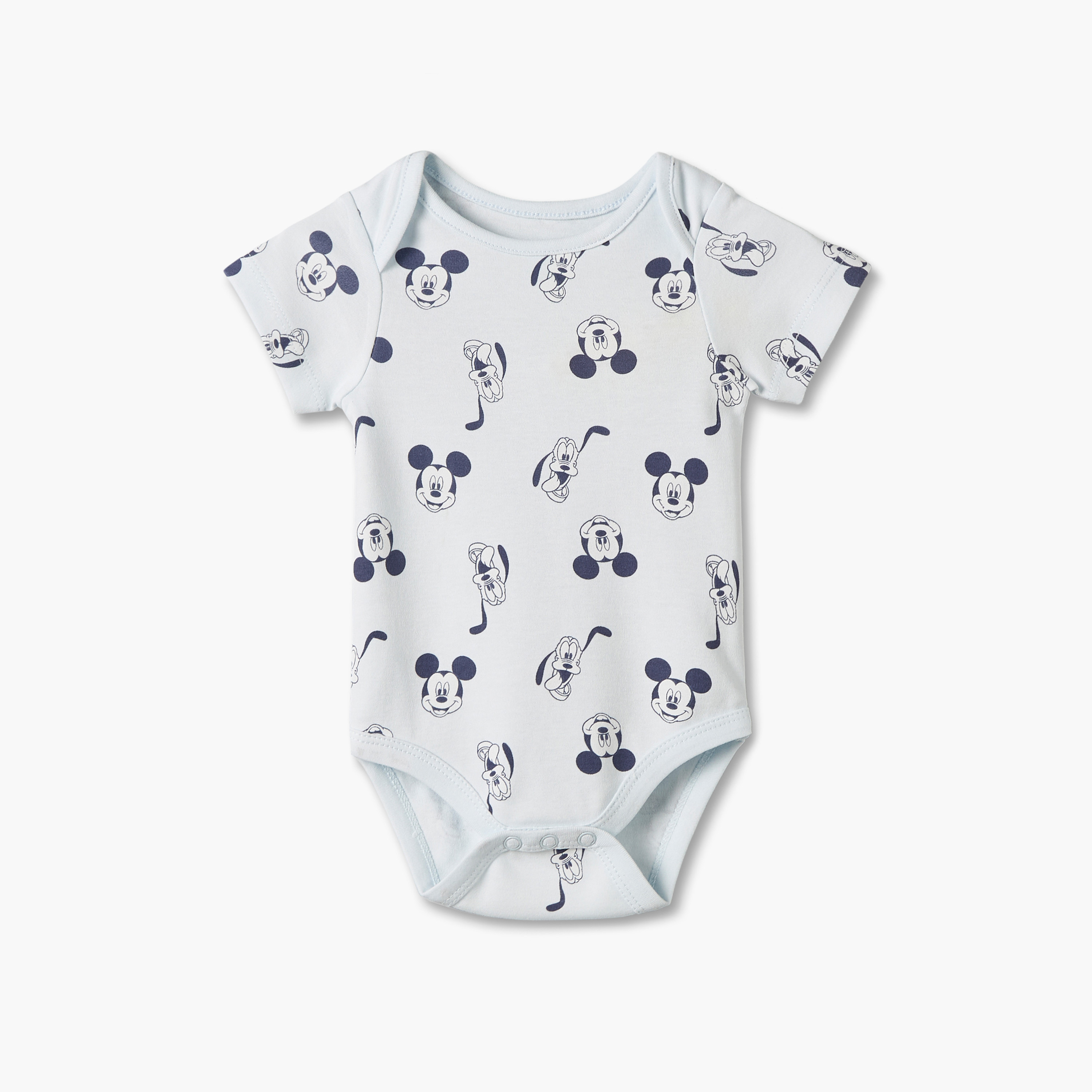 بودي سوت قطن بطبعات ميني ماوس وياقة مستديرة وأكمام قصيرة من ديزني - عبوة 4 قطع-baby-girls-clothing-bodysuits-image-3