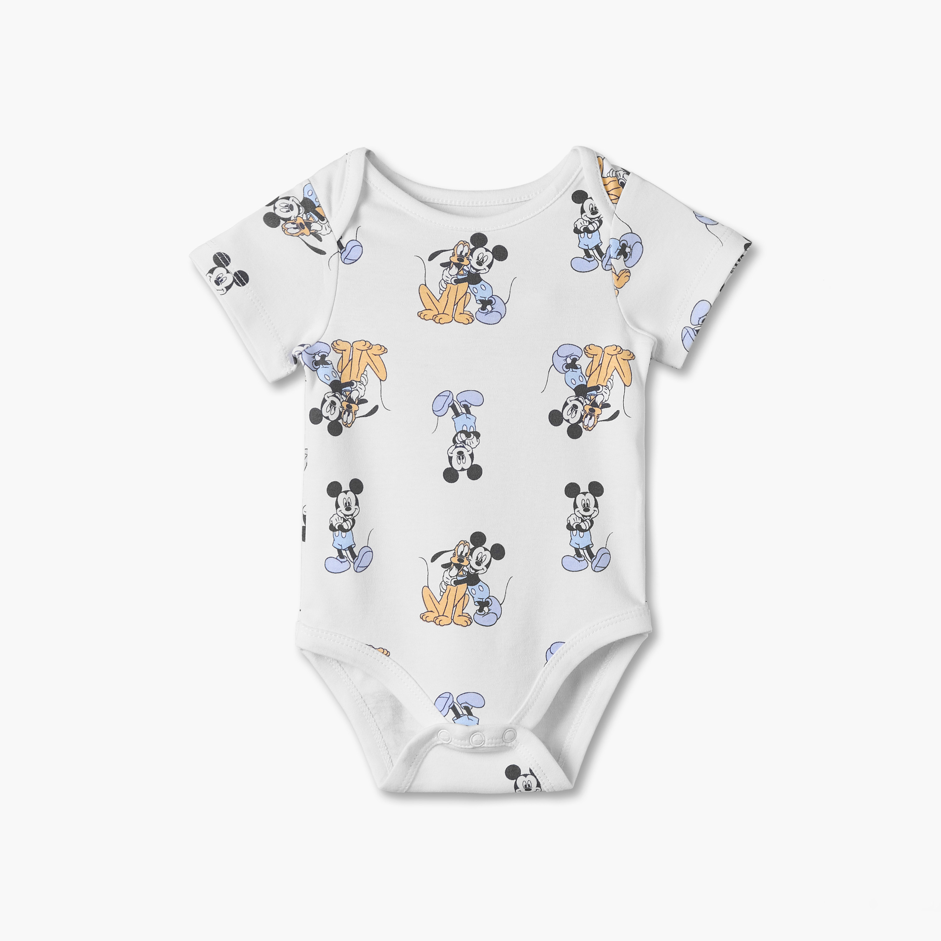 بودي سوت قطن بطبعات ميني ماوس وياقة مستديرة وأكمام قصيرة من ديزني - عبوة 4 قطع-baby-girls-clothing-bodysuits-image-6
