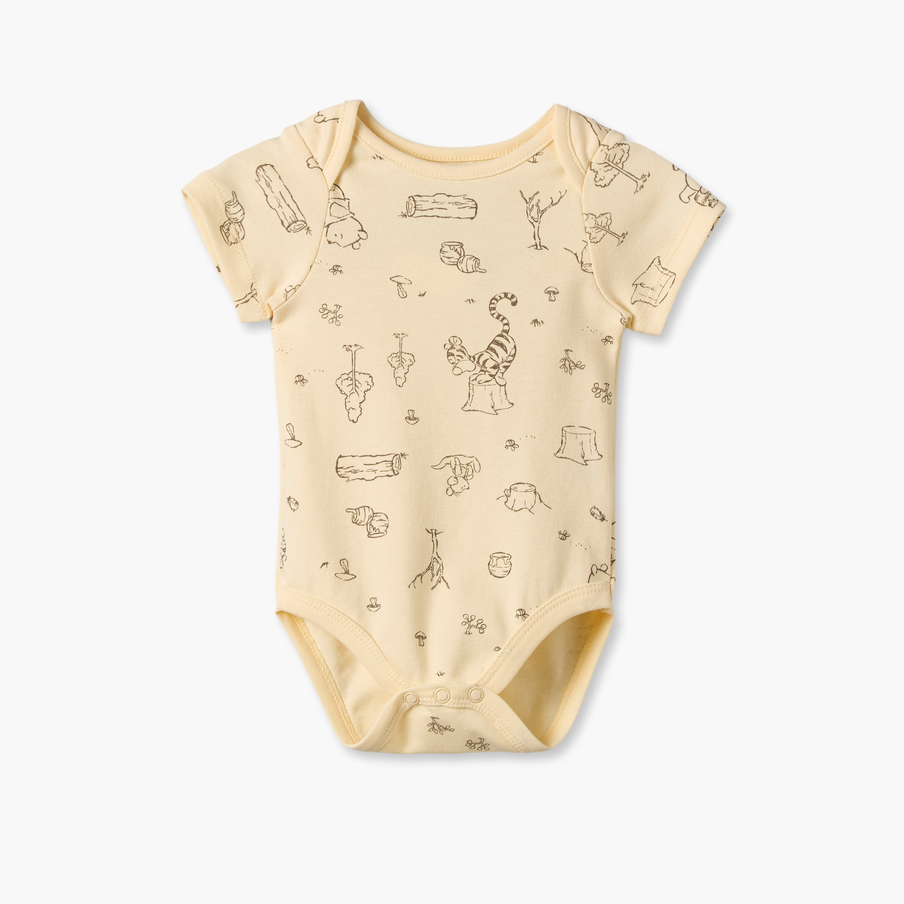 Pack of 4 Disney Round Neck Short Sleeves Bodysuit with Winnie the Pooh Print-baby-boys-clothing-bodysuits-image-3