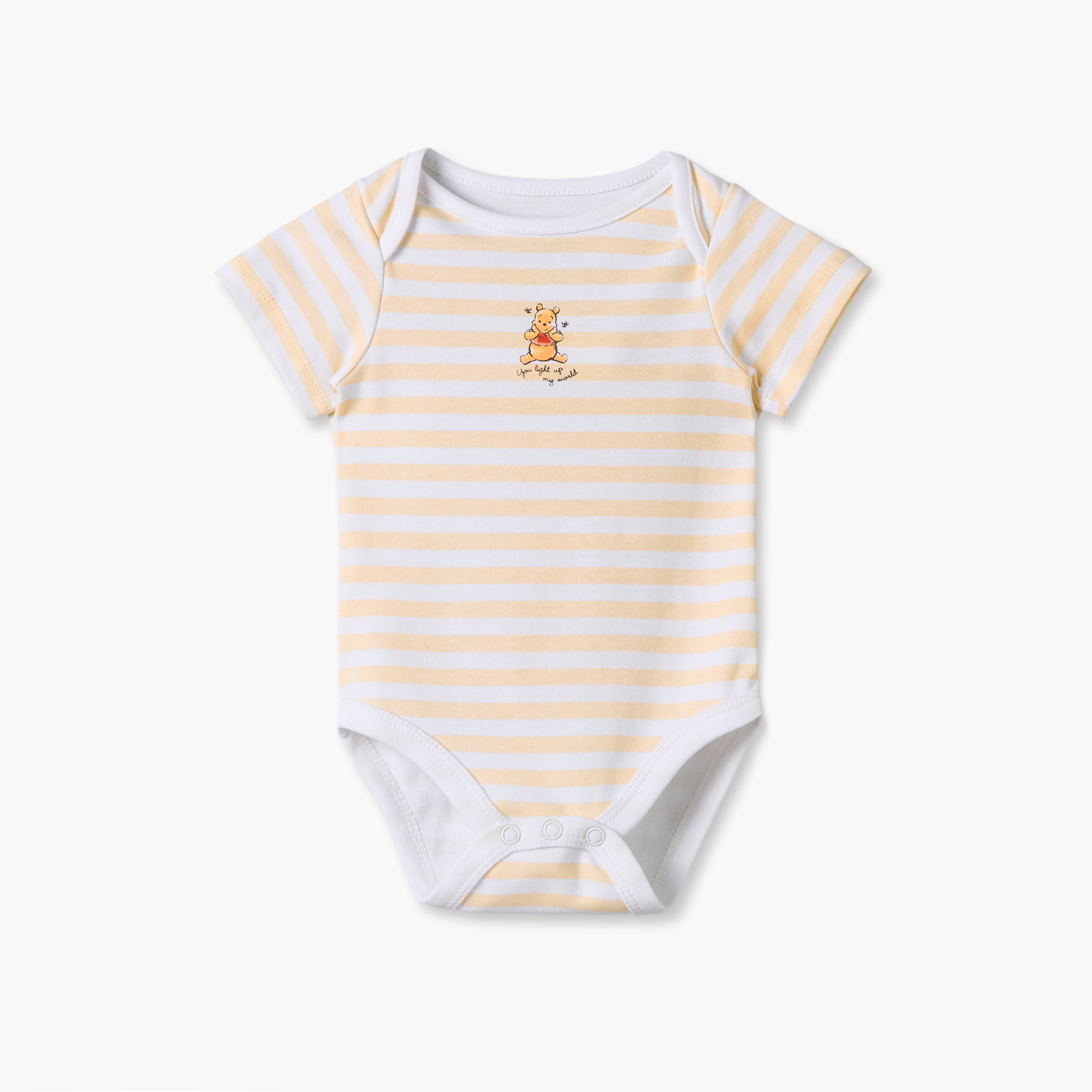 Pack of 4 Disney Round Neck Short Sleeves Bodysuit with Winnie the Pooh Print-baby-boys-clothing-bodysuits-image-4