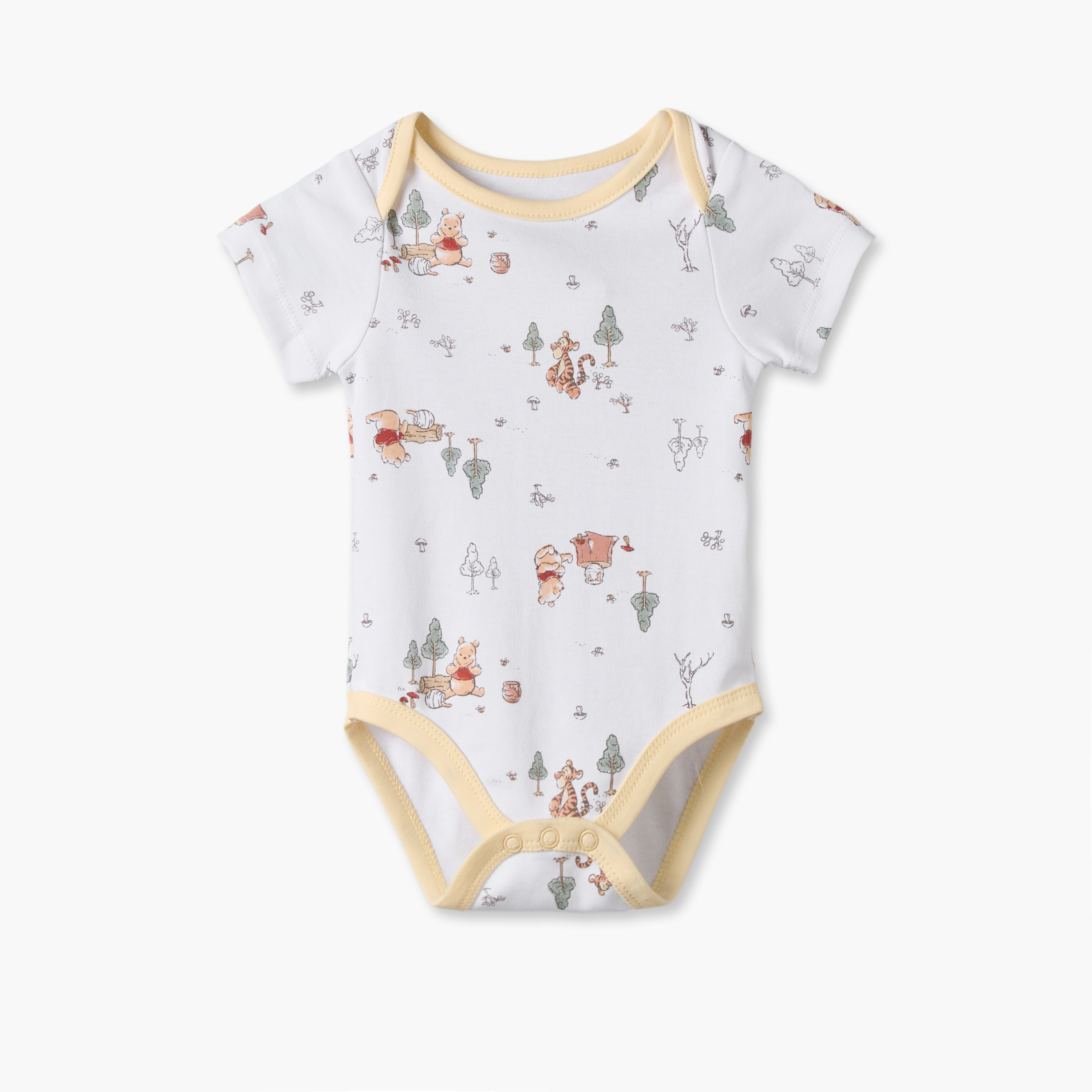 Pack of 4 Disney Round Neck Short Sleeves Bodysuit with Winnie the Pooh Print-baby-boys-clothing-bodysuits-image-6