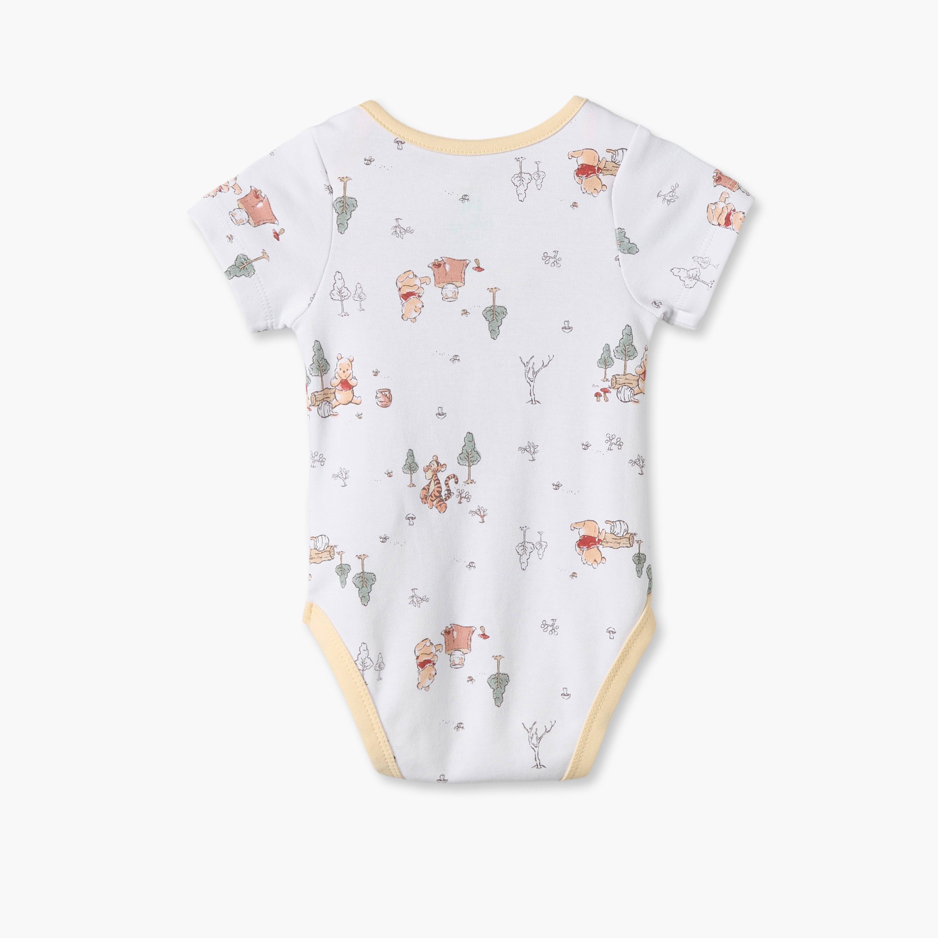 Pack of 4 Disney Round Neck Short Sleeves Bodysuit with Winnie the Pooh Print-baby-boys-clothing-bodysuits-image-7