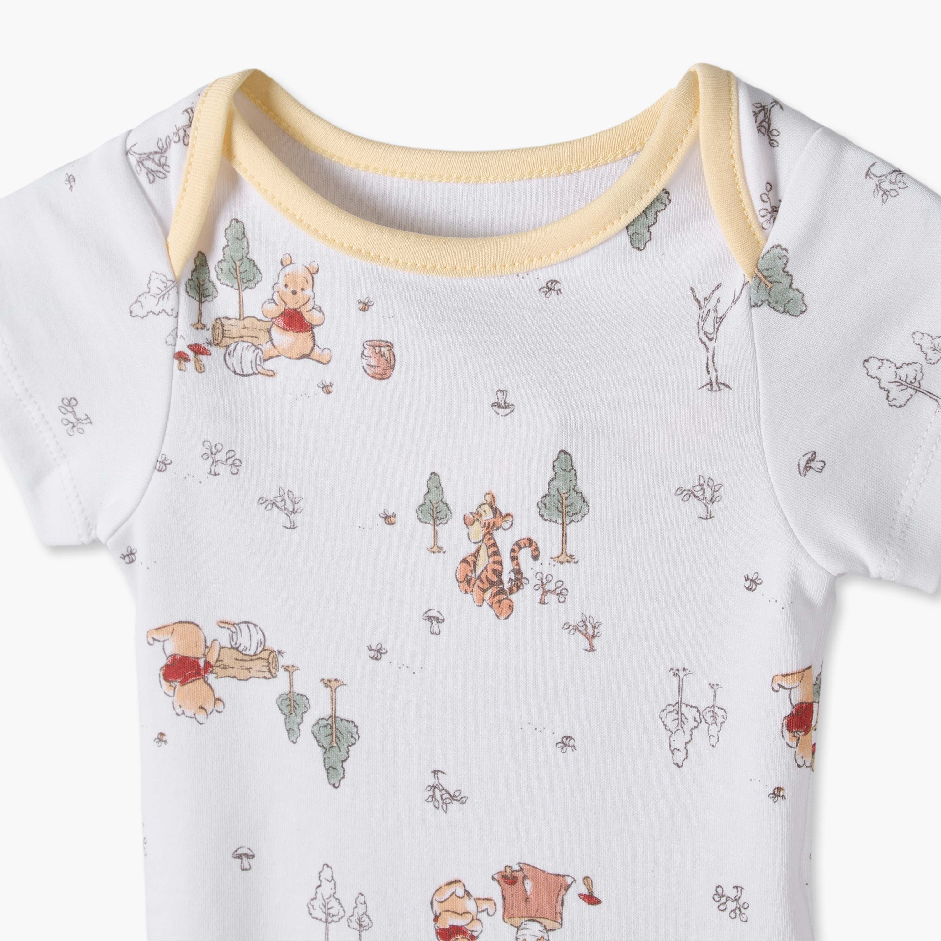 Pack of 4 Disney Round Neck Short Sleeves Bodysuit with Winnie the Pooh Print-baby-boys-clothing-bodysuits-image-8