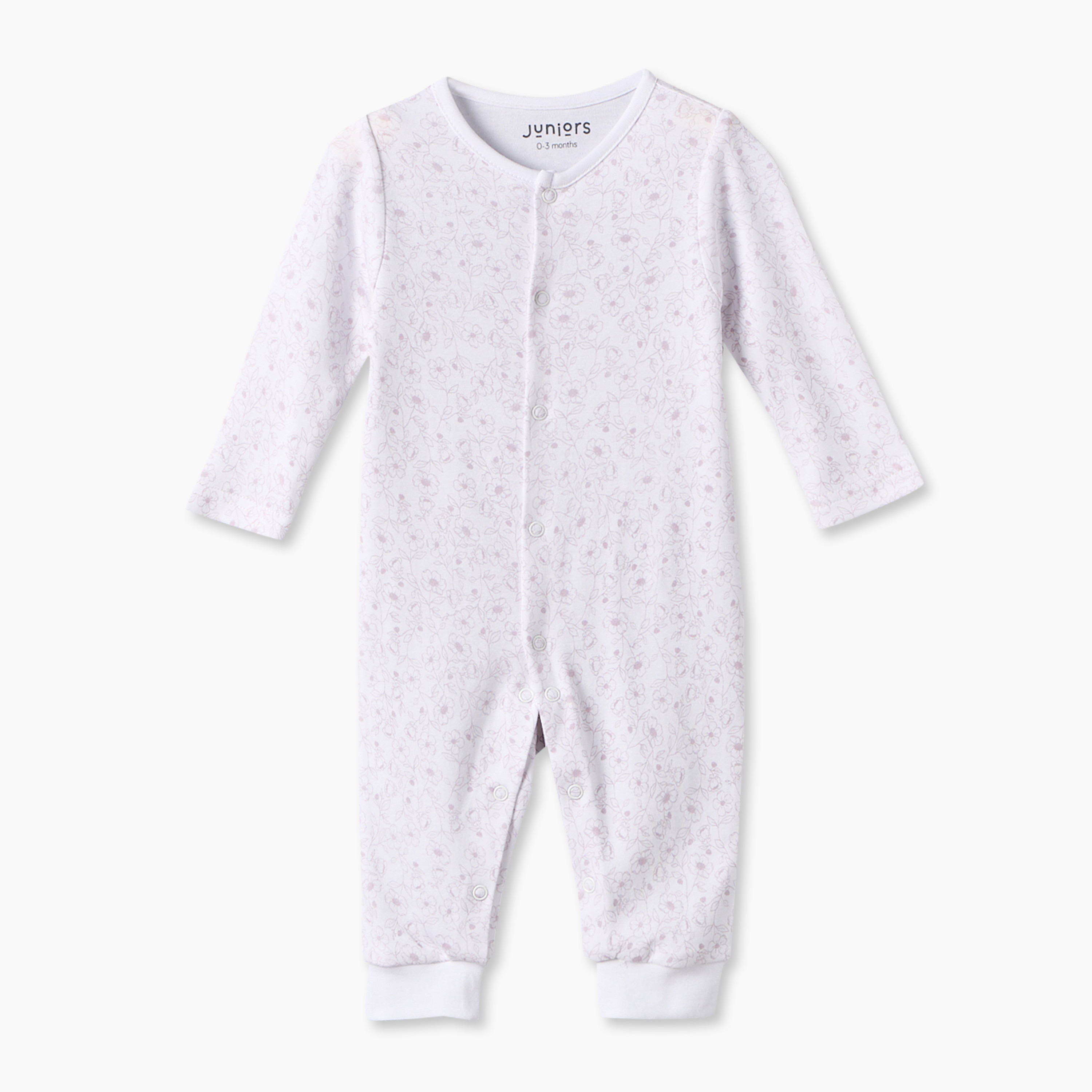 Pack of 3 Juniors Crew Neck Long Sleeves Sleepsuit with Floral Print-baby-girls-clothing-nightwear-sleepsuits-image-5