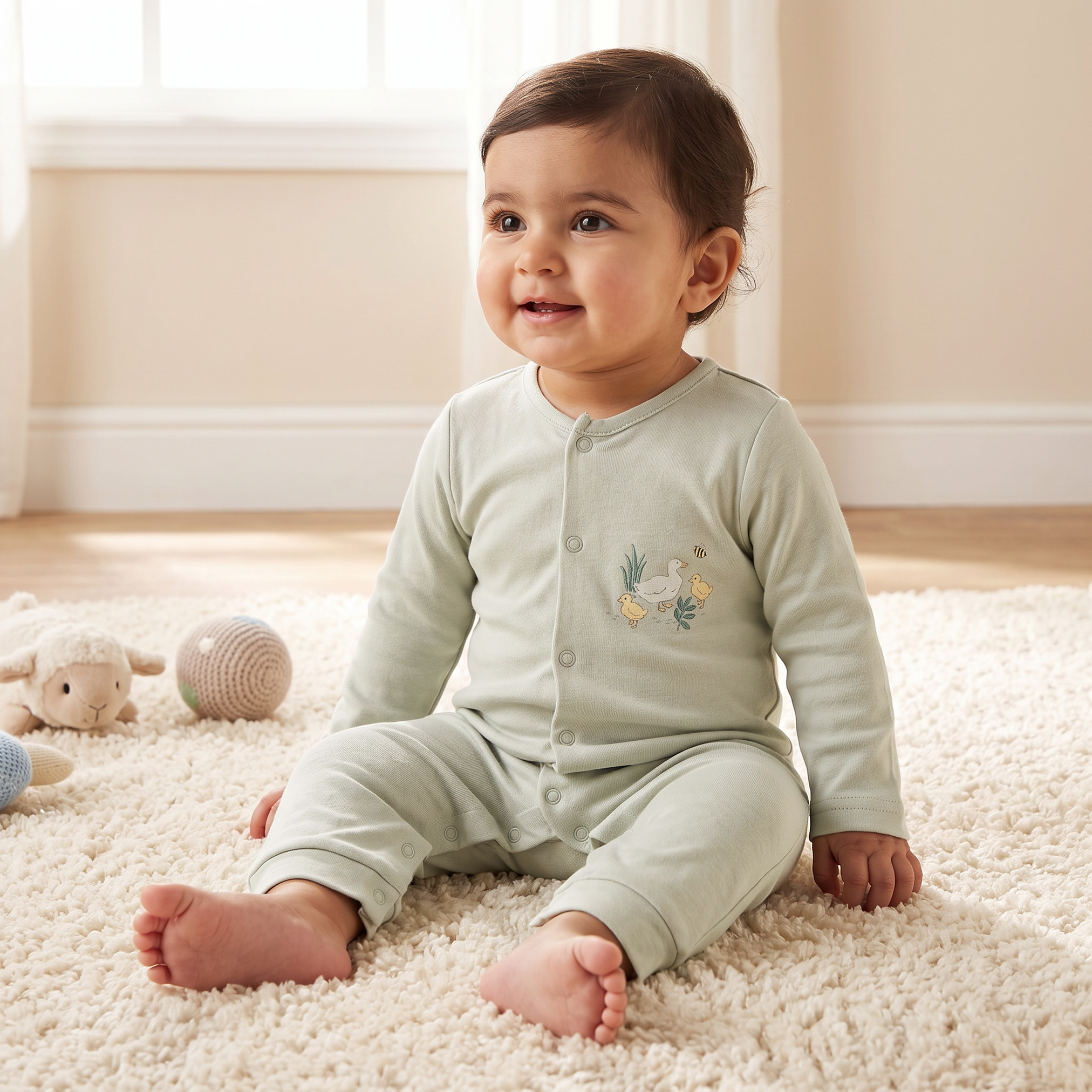 Pack of 3 Juniors Bamboo Round Neck Long Sleeves Sleepsuit with Duck Print-baby-girls-clothing-nightwear-sleepsuits-image-2