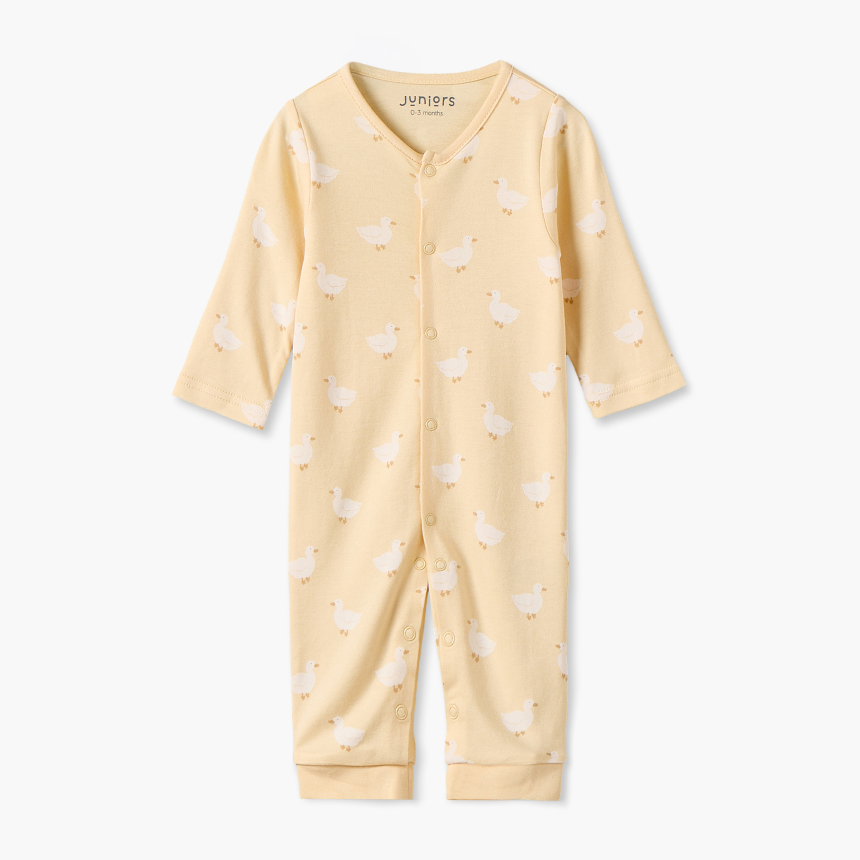 Pack of 3 Juniors Bamboo Round Neck Long Sleeves Sleepsuit with Duck Print-baby-girls-clothing-nightwear-sleepsuits-image-5