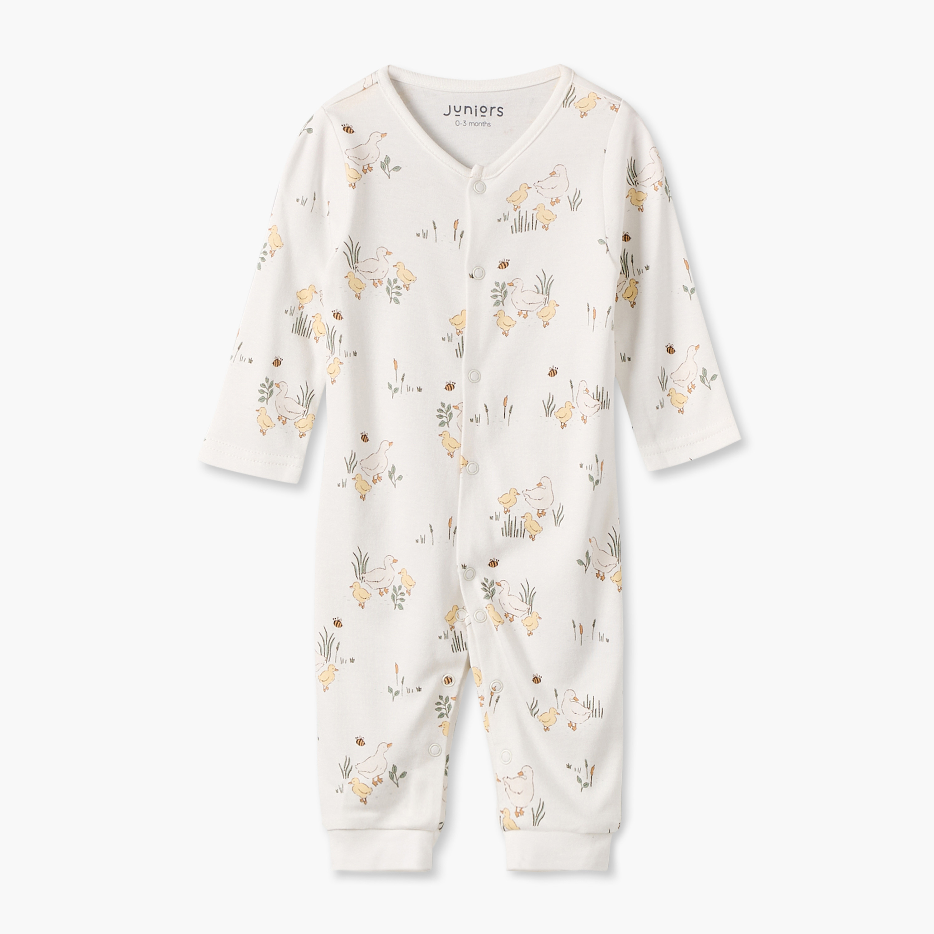 Pack of 3 Juniors Bamboo Round Neck Long Sleeves Sleepsuit with Duck Print-baby-girls-clothing-nightwear-sleepsuits-image-6