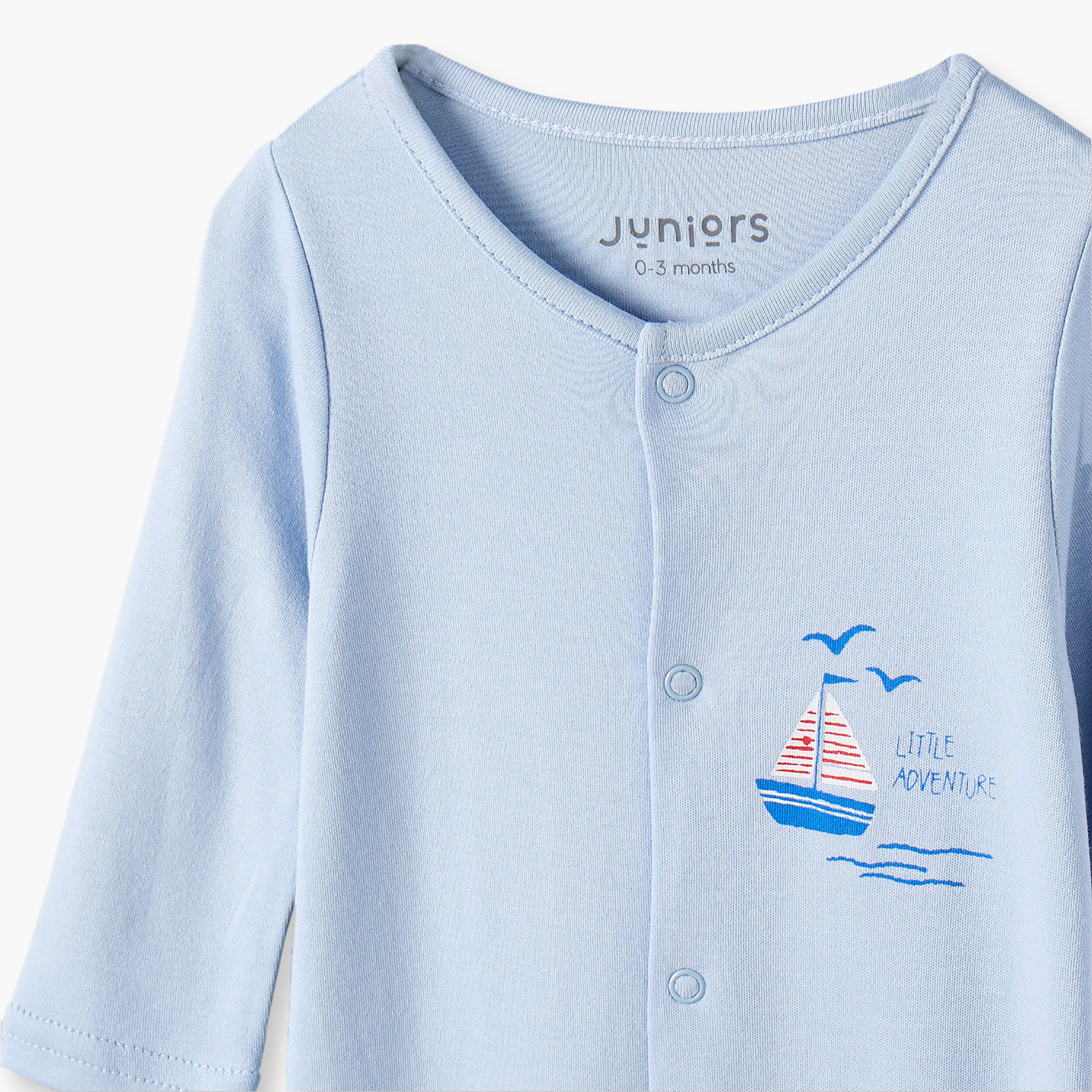 طقم بدلات نوم قطن بأكمام طويلة وياقة ضيقة وأزرار إغلاق كبس من جونيورز - 3 قطع-baby-boys-clothing-nightwear-sleepsuits-image-7