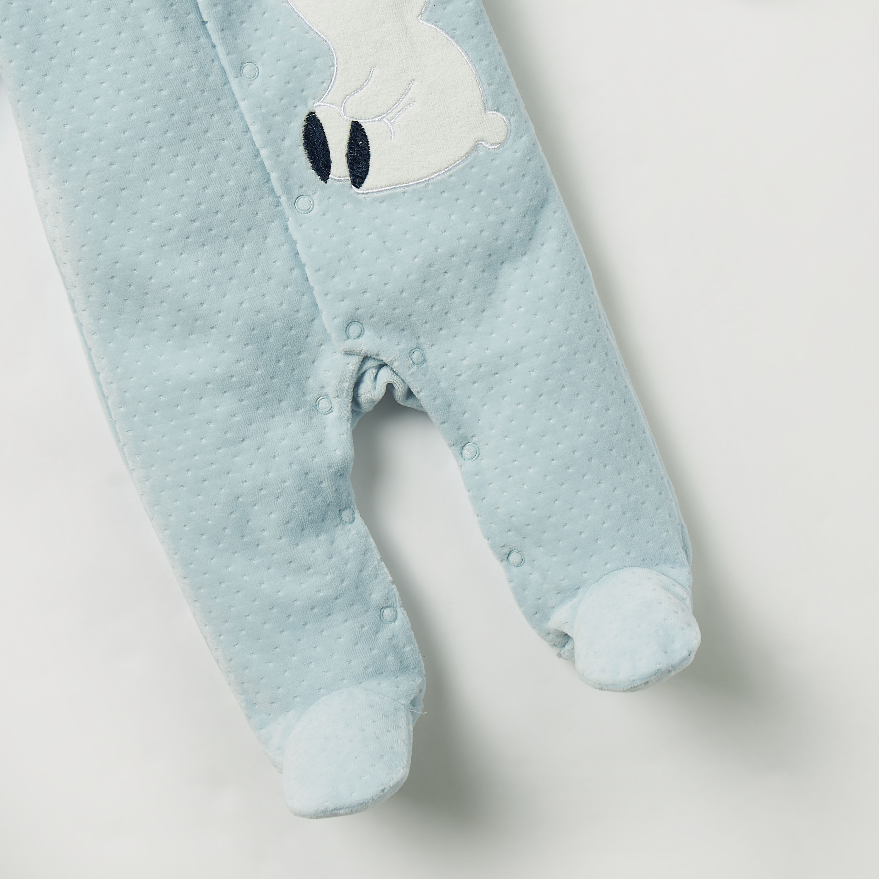 Juniors Bear Applique Textured Sleepsuit with Long Sleeves-baby-boys-clothing-nightwear-sleepsuits-image-4