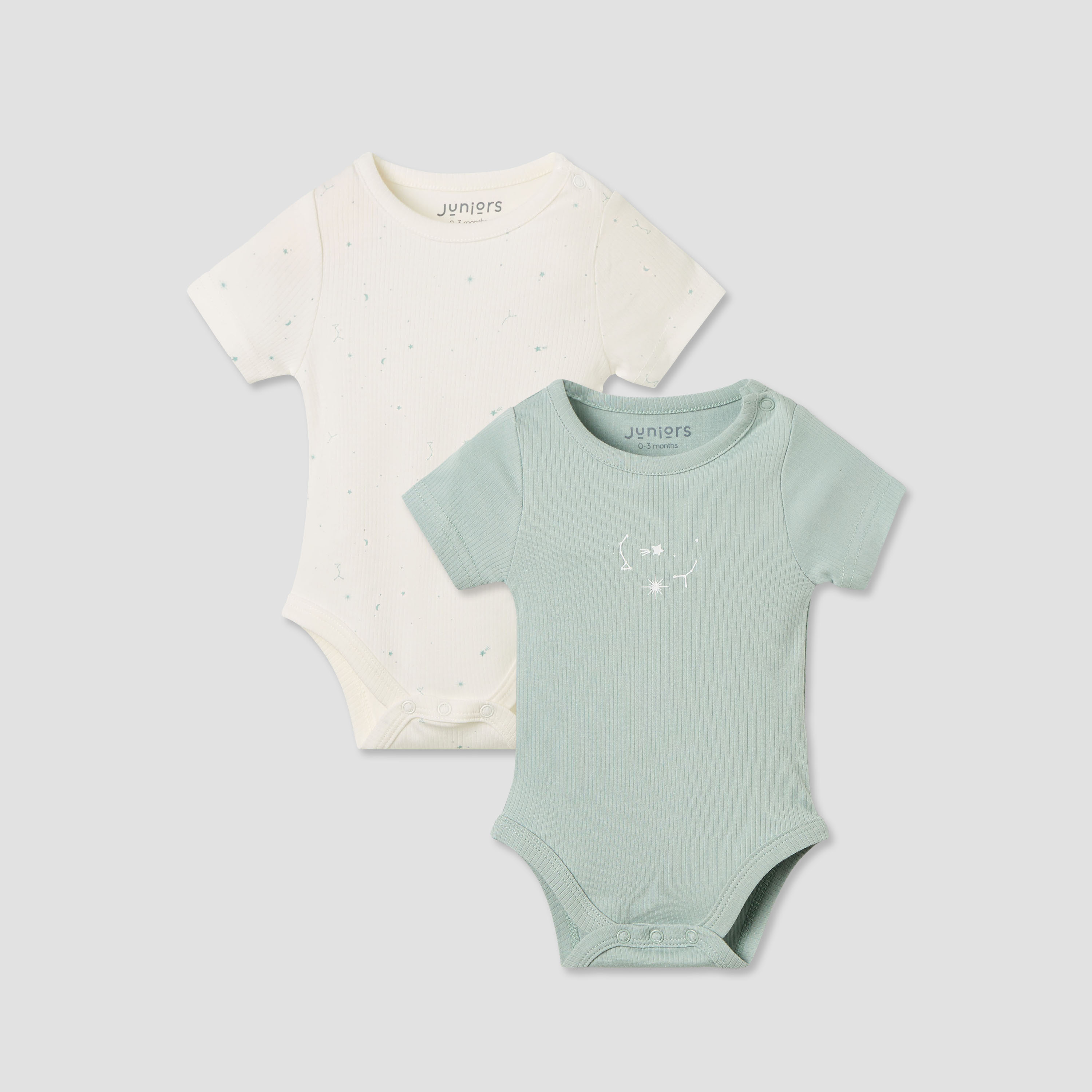 Juniors Round Neck Bodysuit with Snap Button Closure - Short Sleeves - Set of 2-baby-boys-clothing-bodysuits-image-1