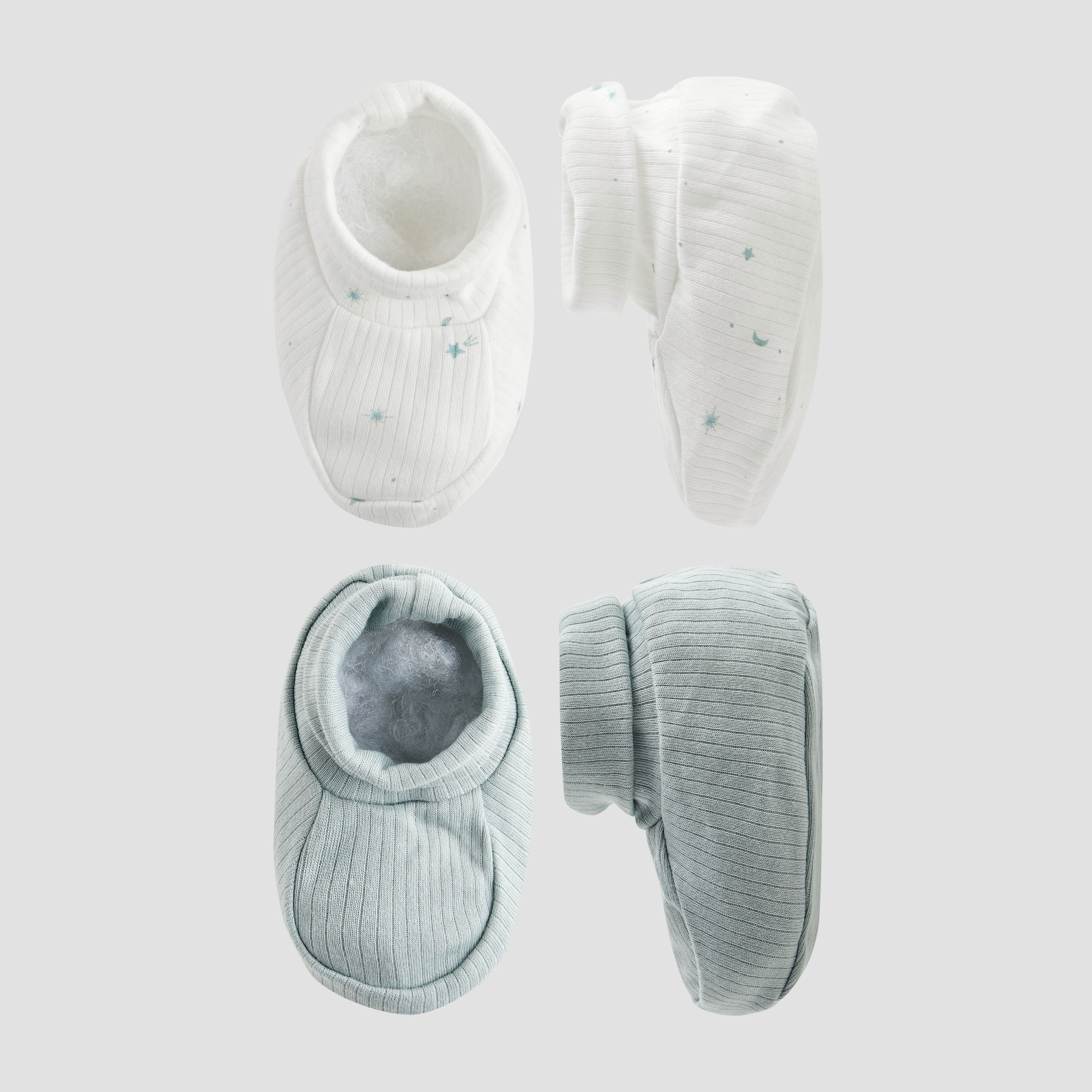 Juniors Boys Booties with Ribbed Texture - Soft Fabric - Set of 2-baby-boys-shoes-booties-image-1