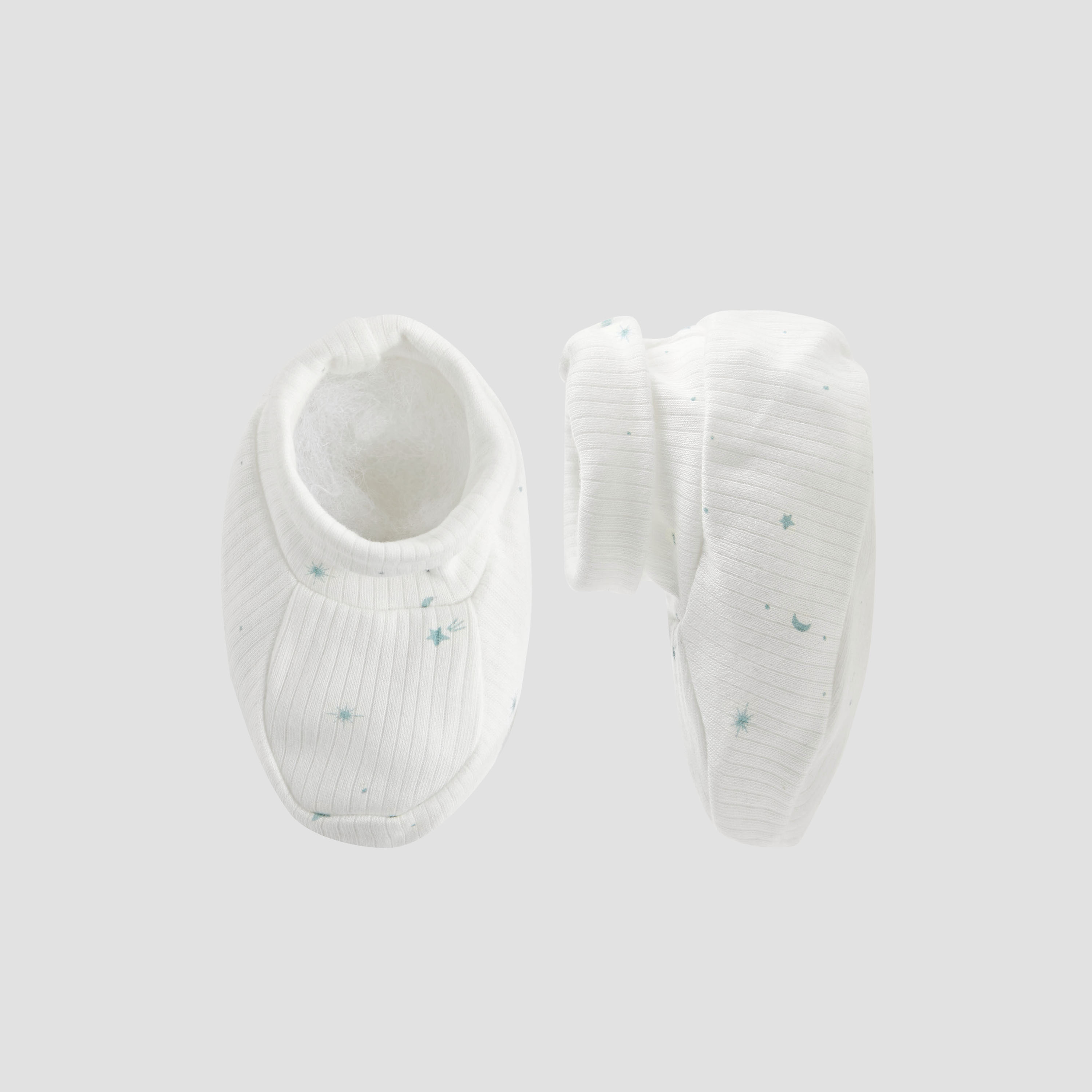 Juniors Boys Booties with Ribbed Texture - Soft Fabric - Set of 2-baby-boys-shoes-booties-image-2
