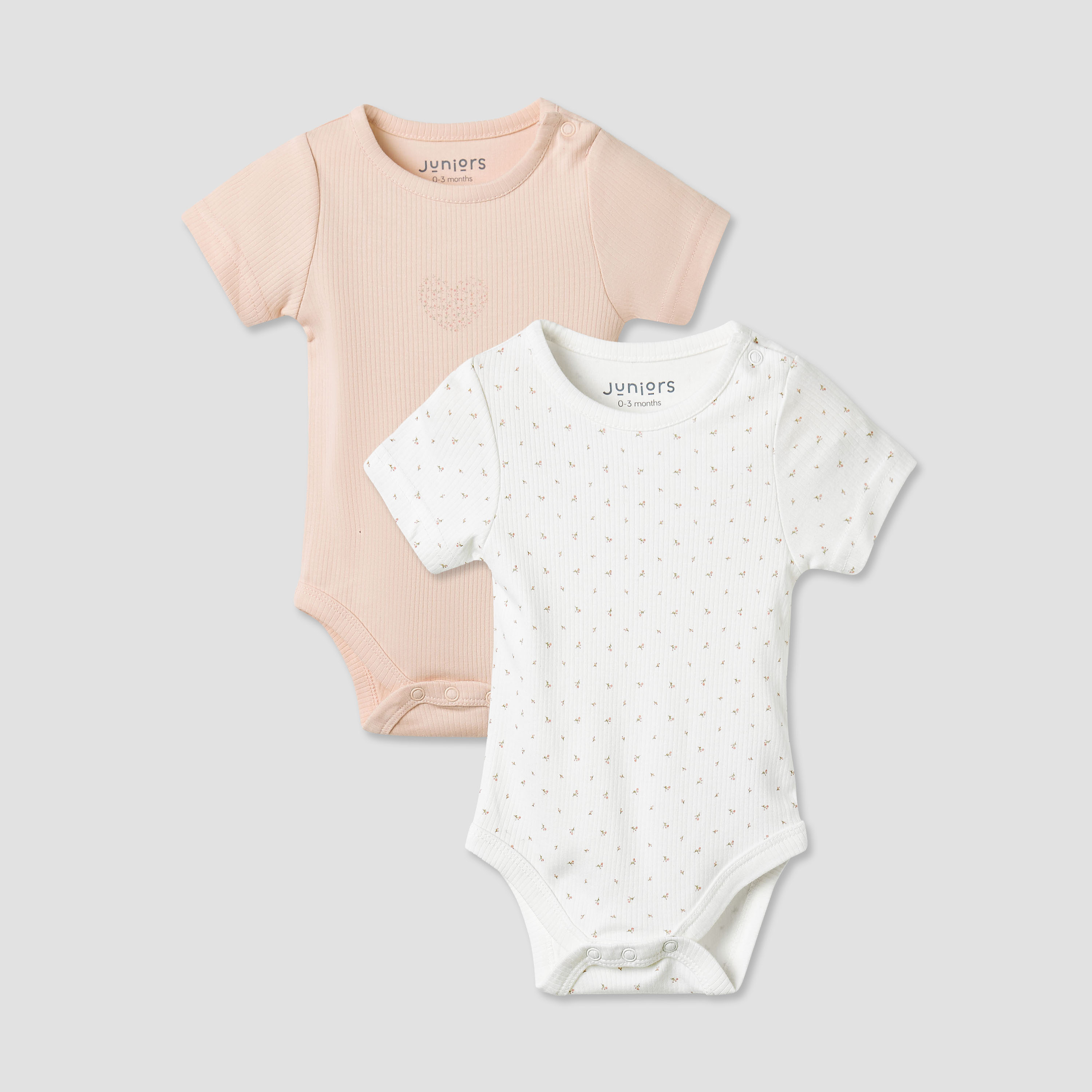 Juniors Round Neck Bodysuit with Snap Button Closure - Short Sleeves - Set of 2-baby-girls-clothing-bodysuits-image-1