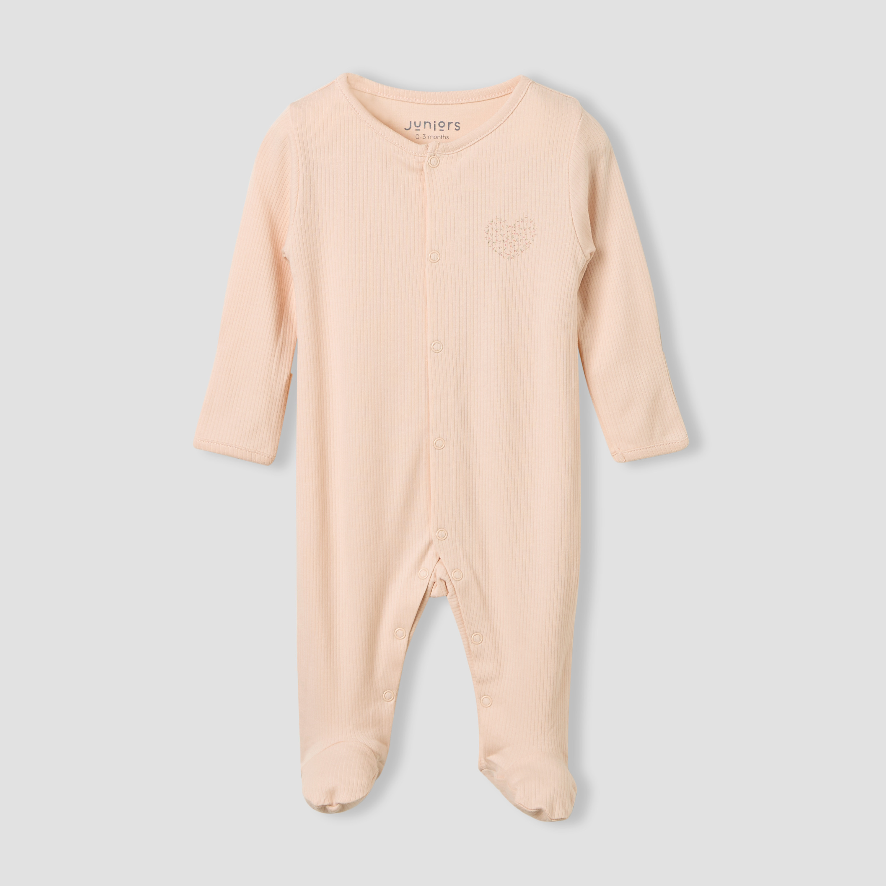 Juniors Round Neck Sleepsuit with Snap Button Closure - Long Sleeves - Set of 2-baby-girls-clothing-nightwear-sleepsuits-image-2