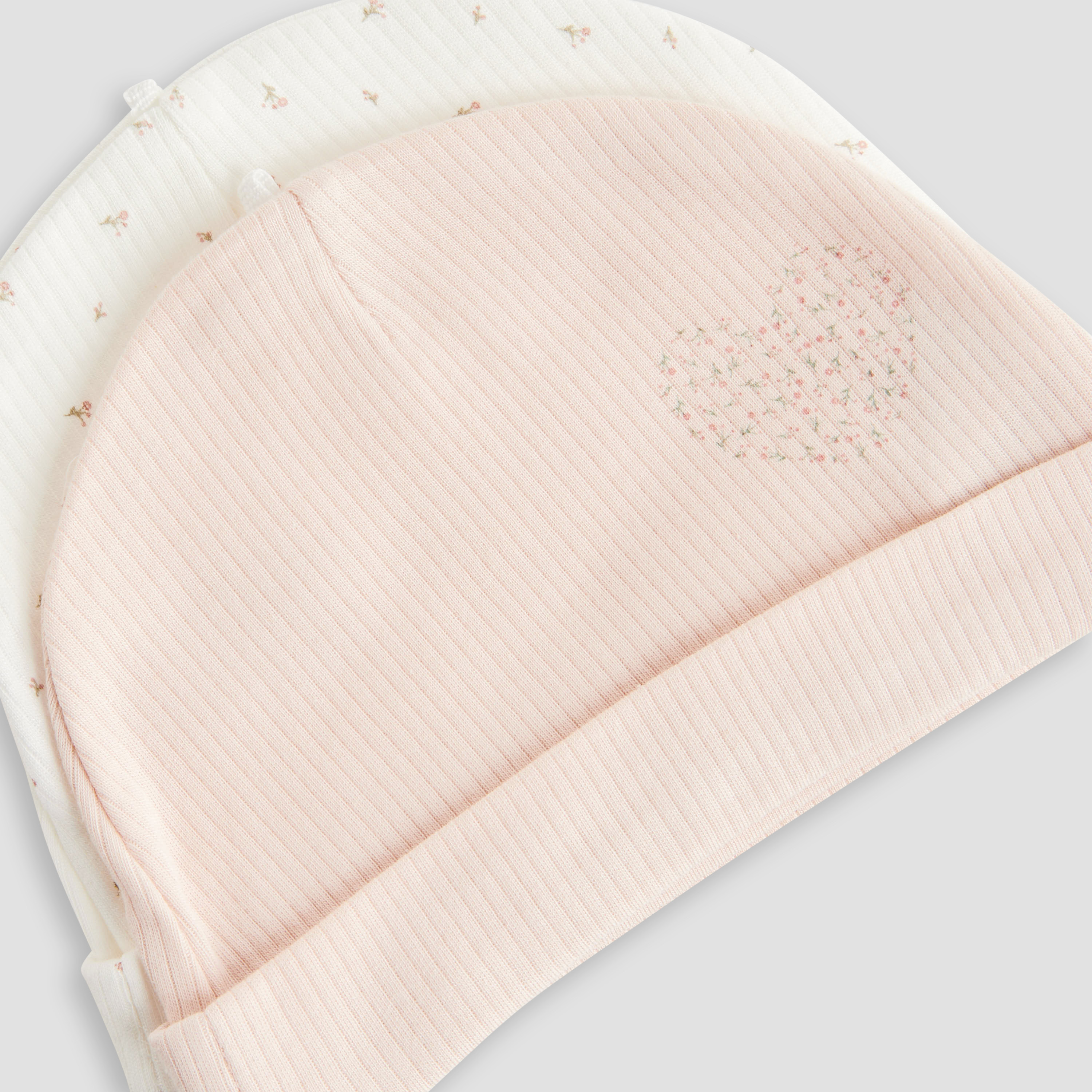 Juniors Girls Cap with Floral Print - Cotton Blend - Set of 2-baby-girls-accessories-caps-image-6