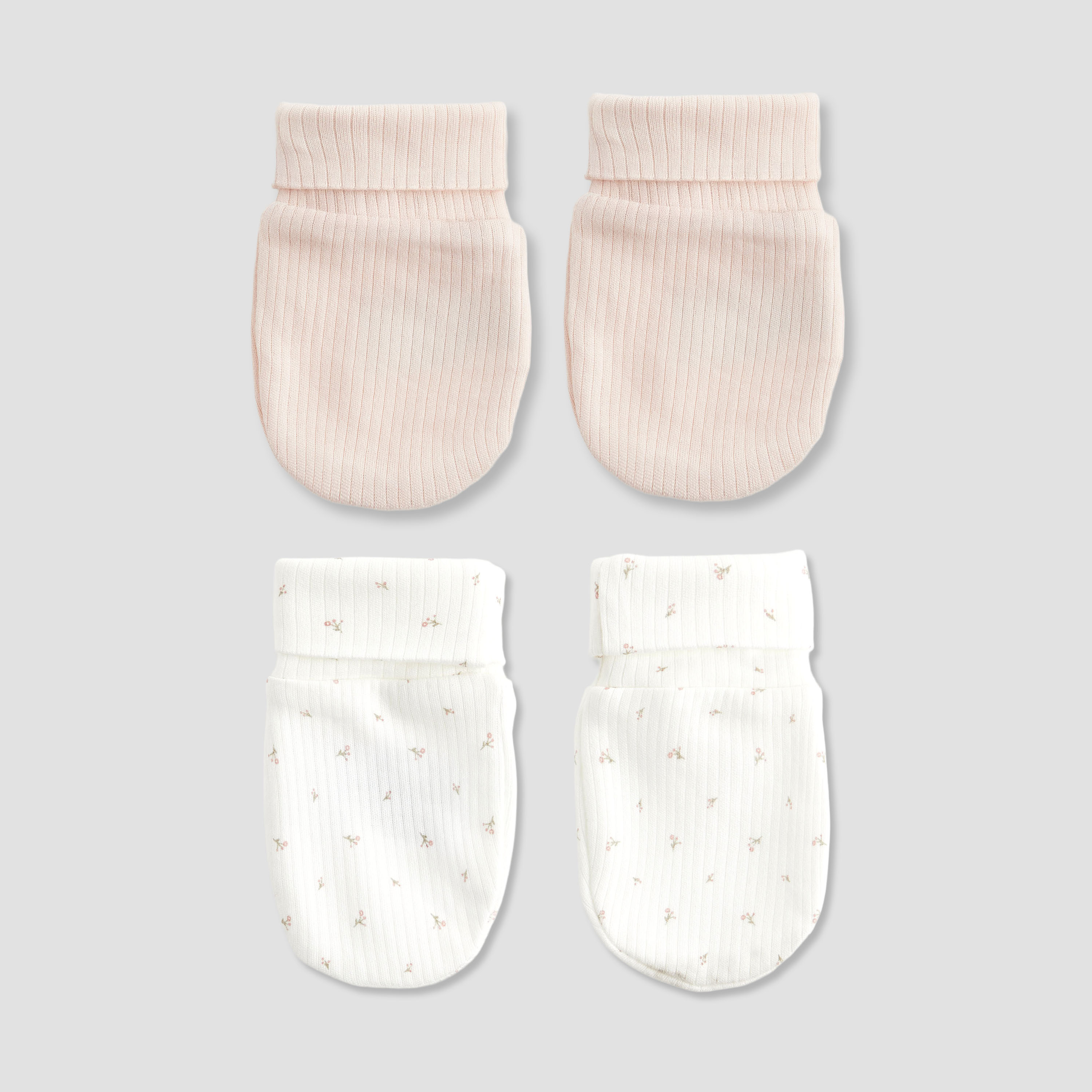 Pack of 2 Juniors Mittens with Ribbed Design, 0-36 Months-baby-girls-accessories-mittens-image-1