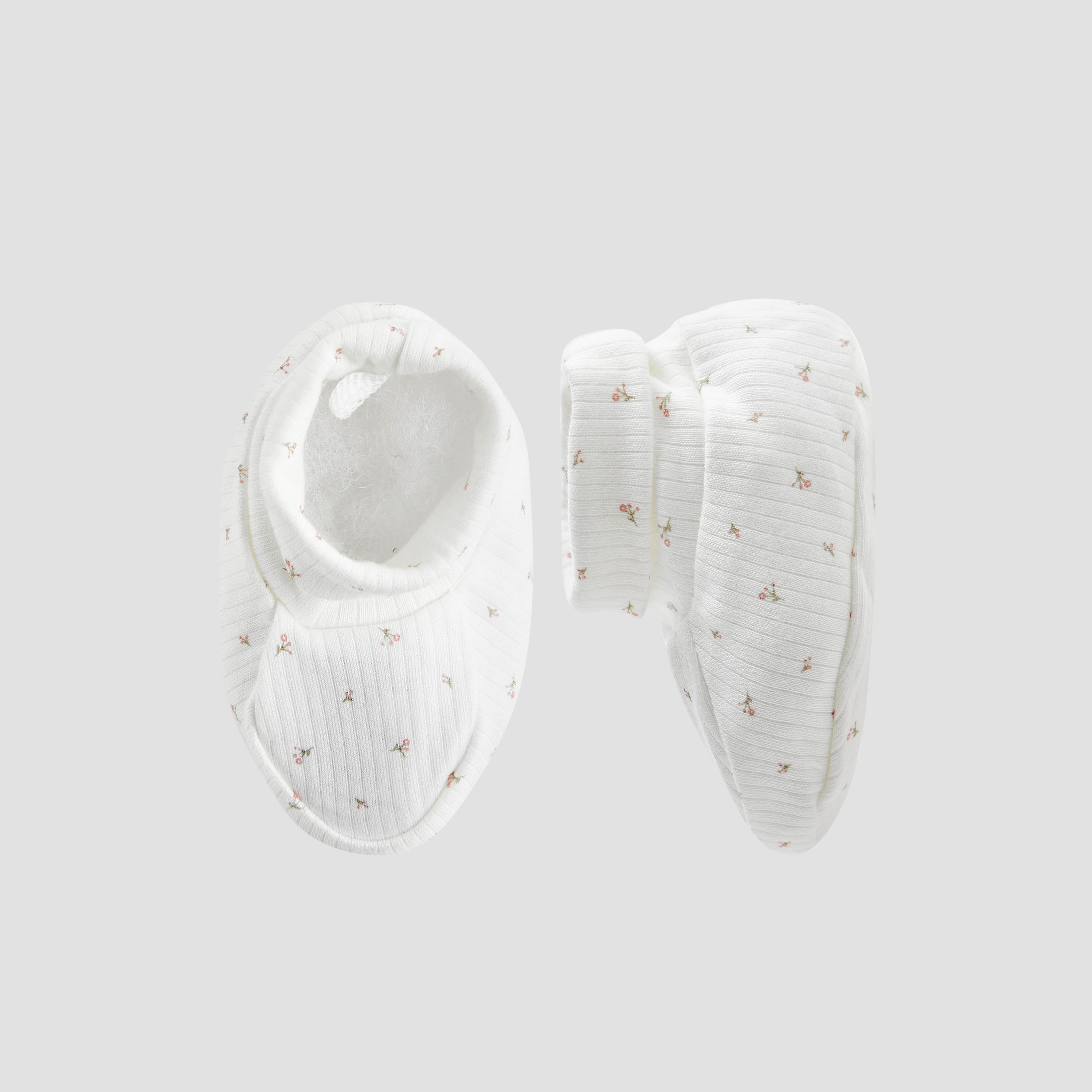 Juniors Girls Booties with Ribbed Texture - Soft Fabric - Set of 2-baby-girls-shoes-booties-image-2