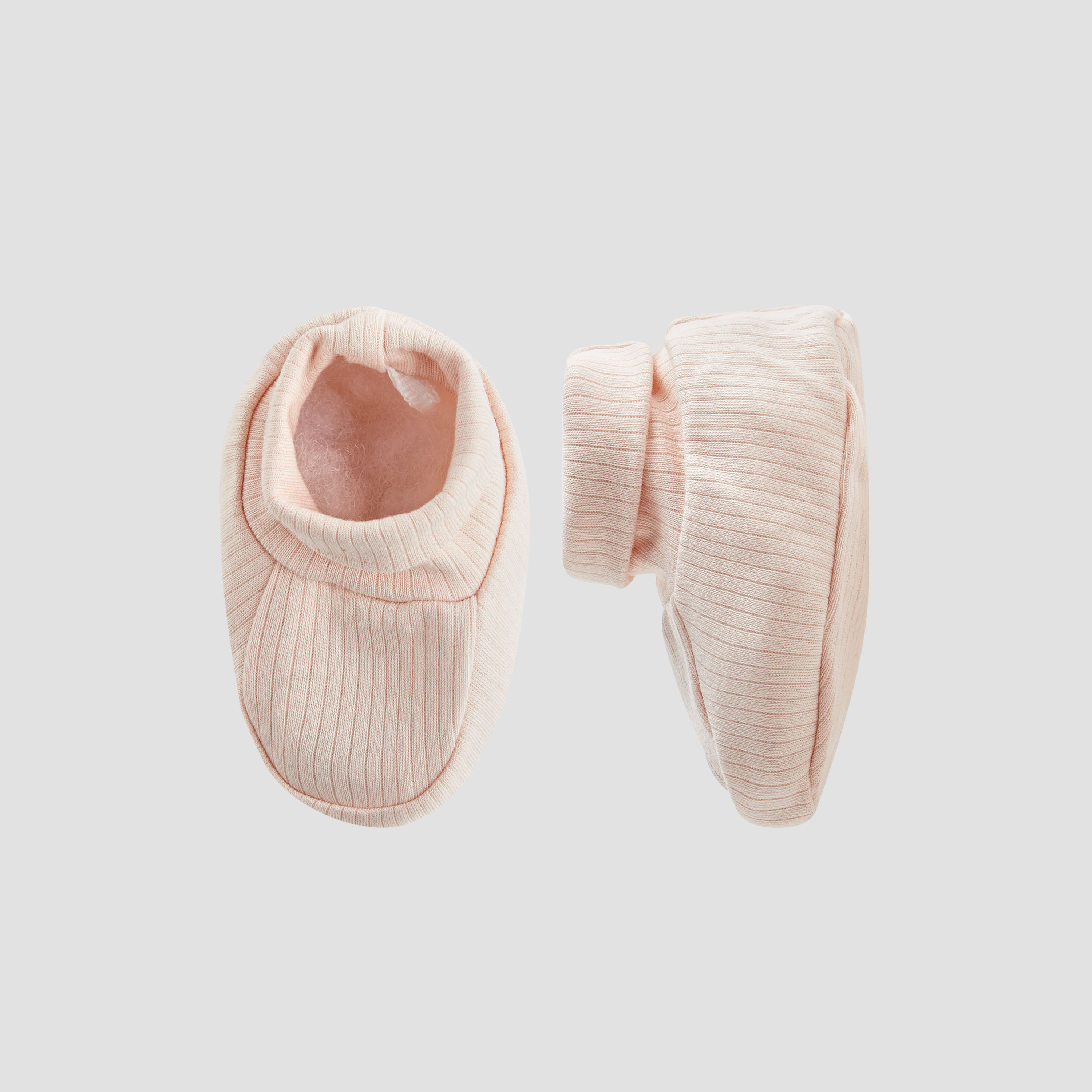 Juniors Girls Booties with Ribbed Texture - Soft Fabric - Set of 2-baby-girls-shoes-booties-image-3