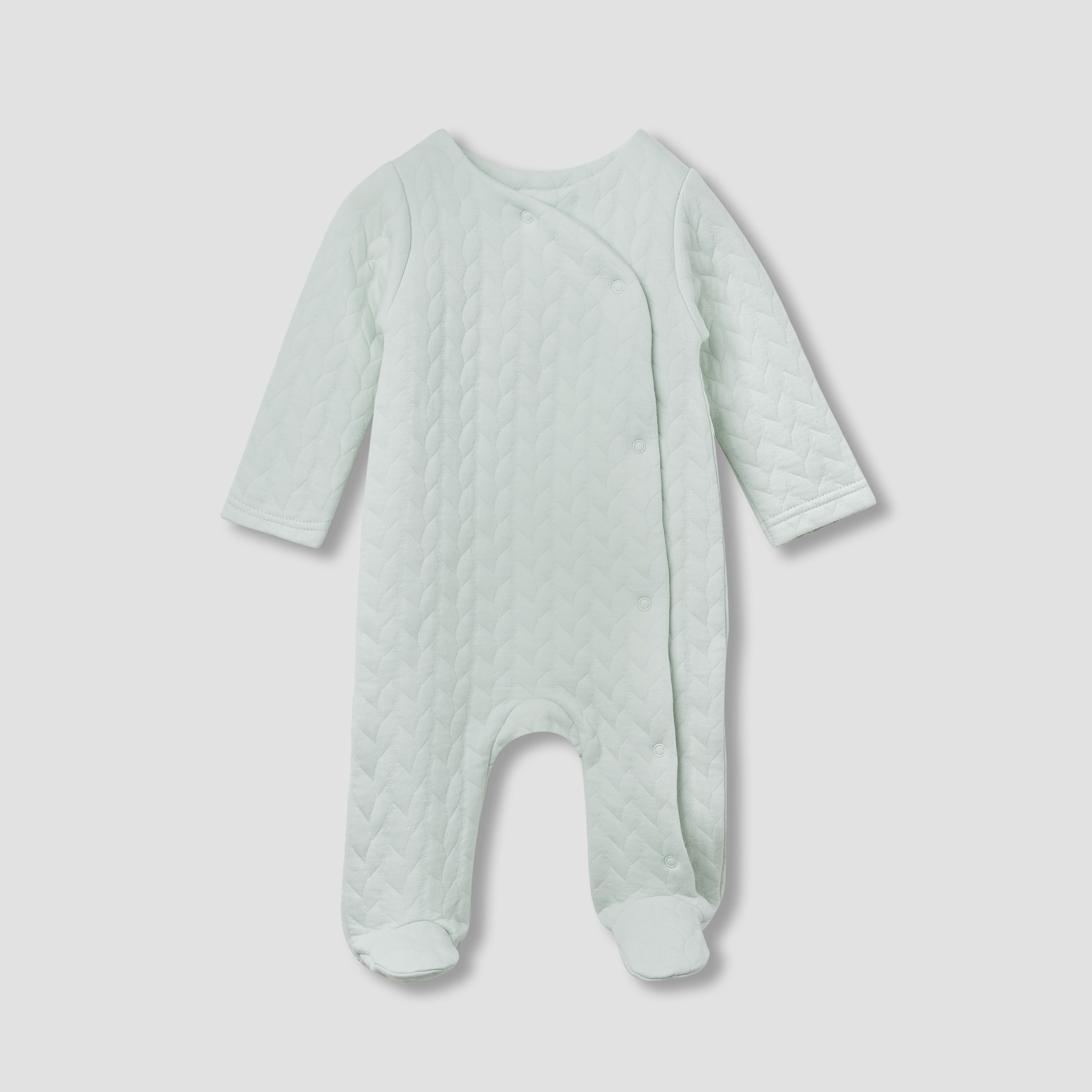 Juniors Jacquard Textured Sleepsuit with Long Sleeves-baby-girls-clothing-nightwear-sleepsuits-image-1