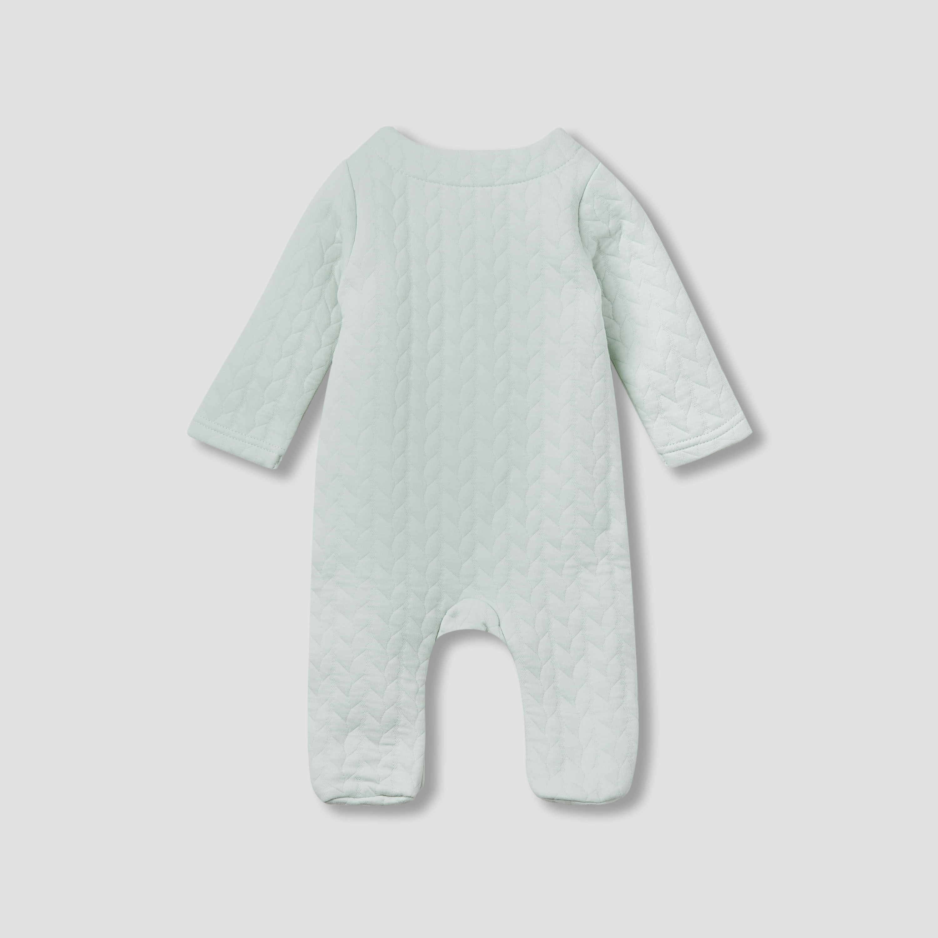 Juniors Jacquard Textured Sleepsuit with Long Sleeves-baby-girls-clothing-nightwear-sleepsuits-image-2