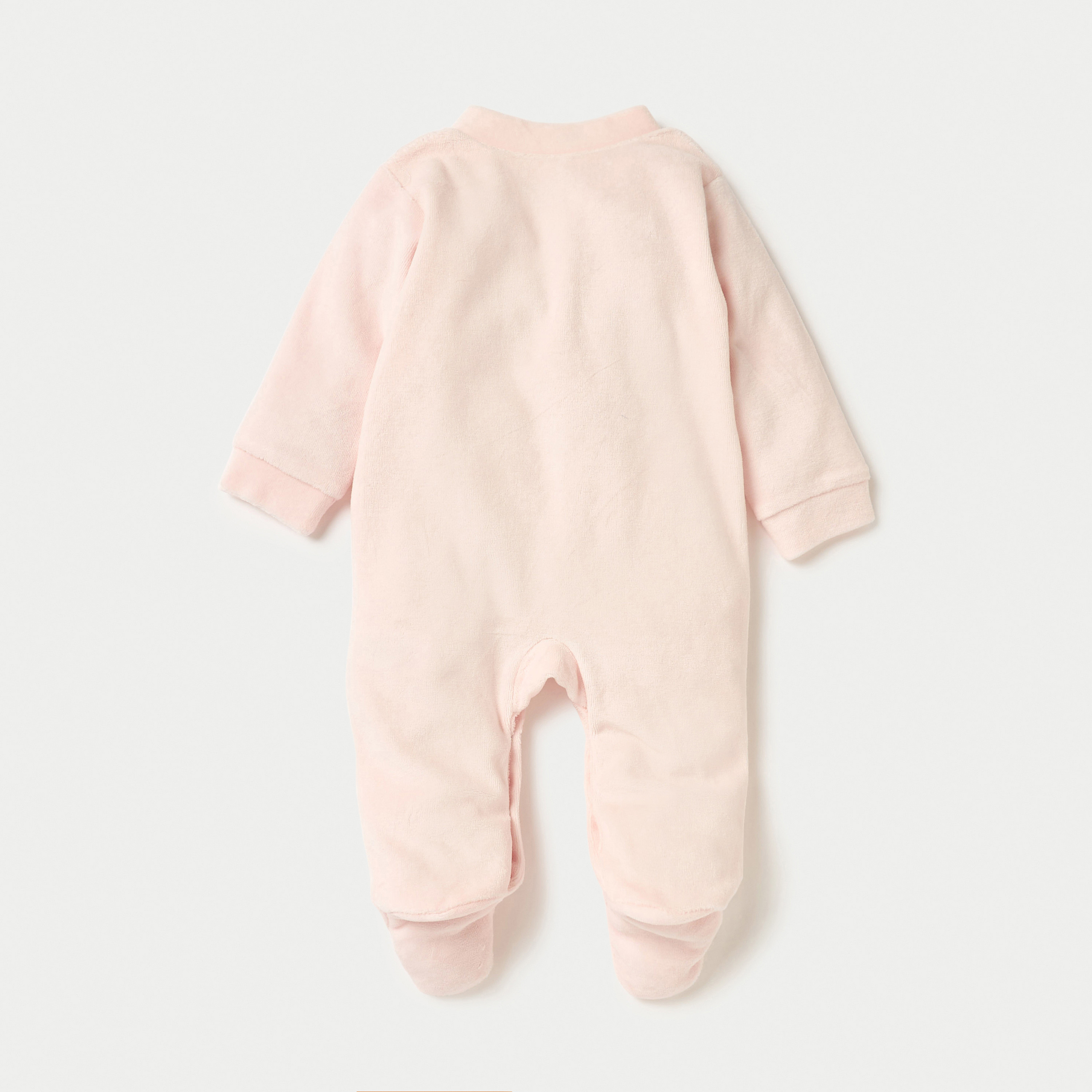 Juniors Mouse Applique Closed Feet Velour Sleepsuit with Button Closure-baby-girls-clothing-nightwear-sleepsuits-image-4