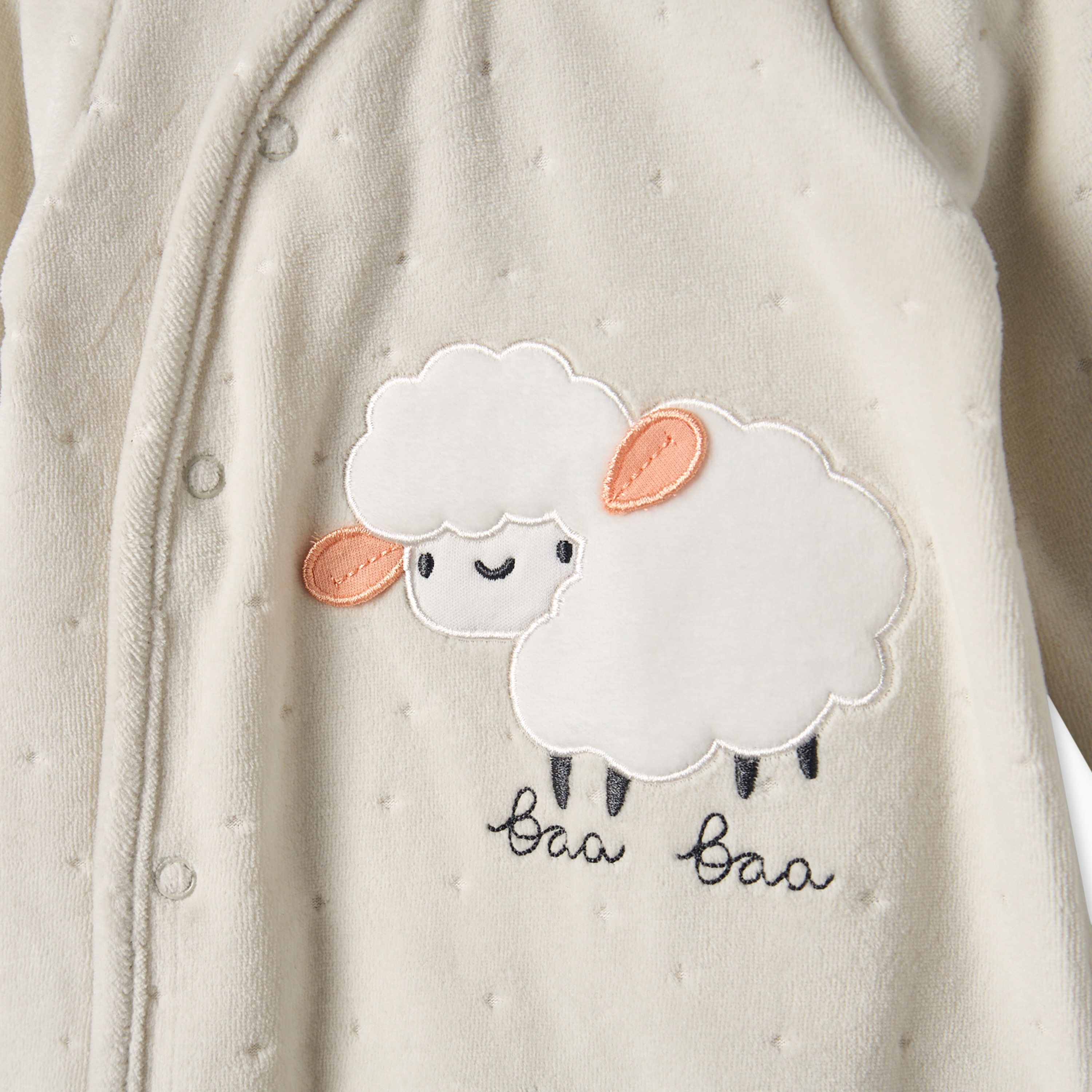 Juniors Cotton Crew Neck Long Sleeves Sleepsuit with Sheep Applique-baby-boys-clothing-nightwear-sleepsuits-image-3