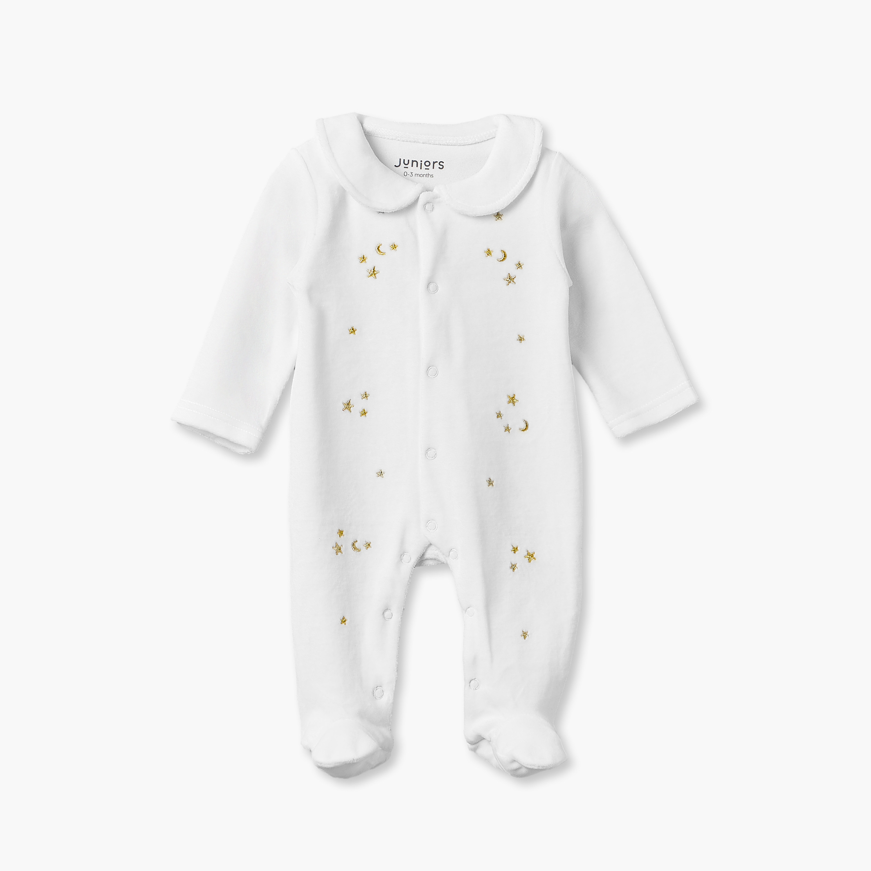 بدلة نوم قطن بياقة بيتر بان وأكمام طويلة بتطريزات من جونيورز-baby-boys-clothing-nightwear-sleepsuits-image-1