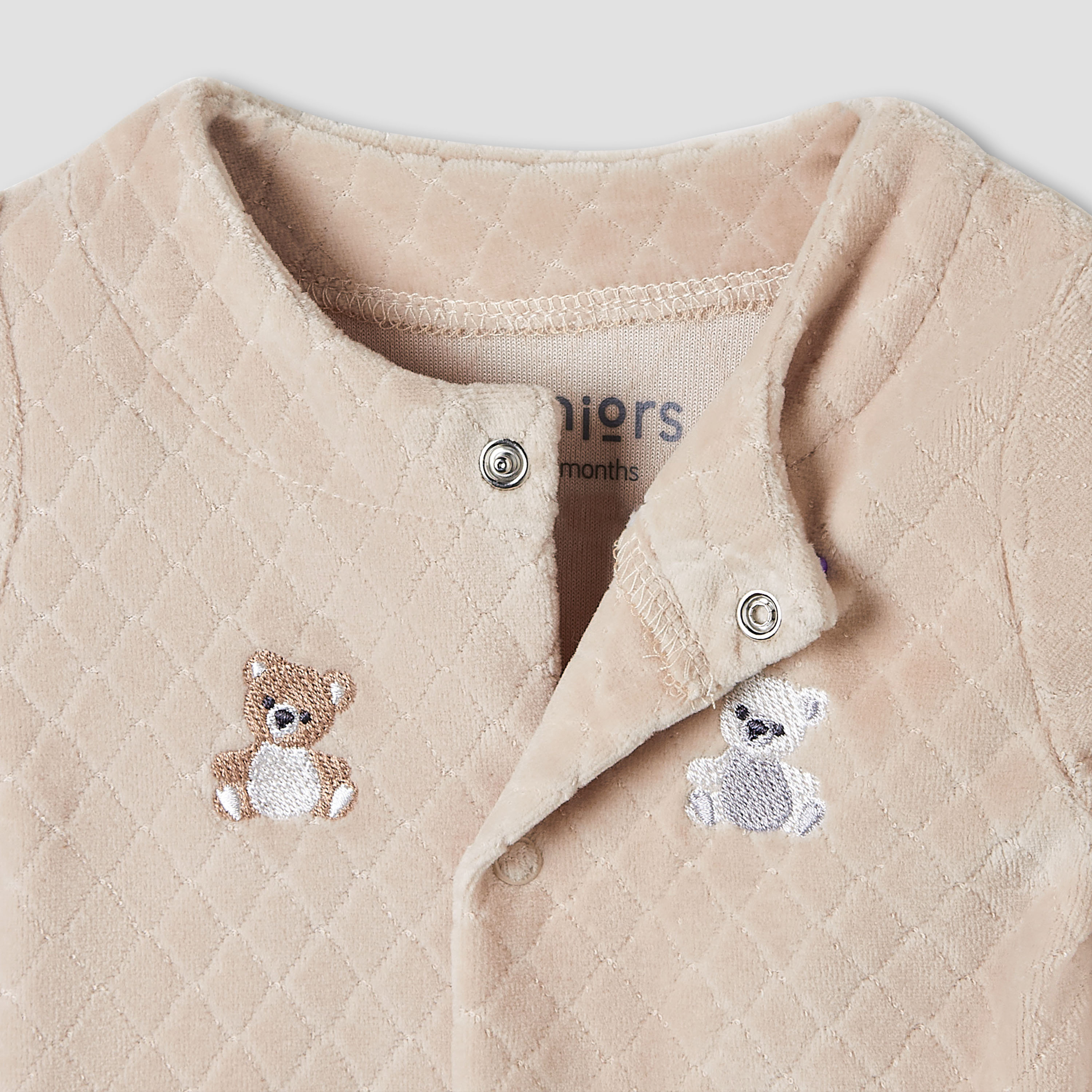 Juniors Crew Neck Sleepsuit with Animal Embroidery - Cotton Blend - Long Sleeves-baby-boys-clothing-nightwear-sleepsuits-image-3