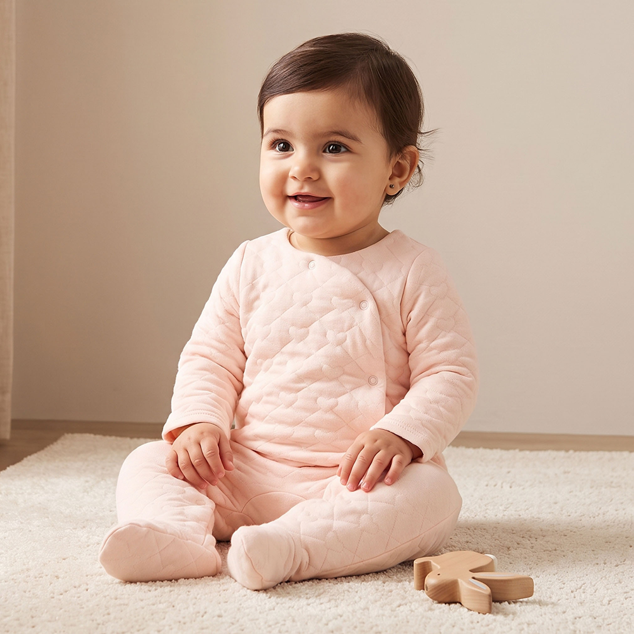 Juniors Cotton Round Neck Long Sleeves Sleepsuit with Padded Detail-baby-girls-clothing-nightwear-sleepsuits-image-1