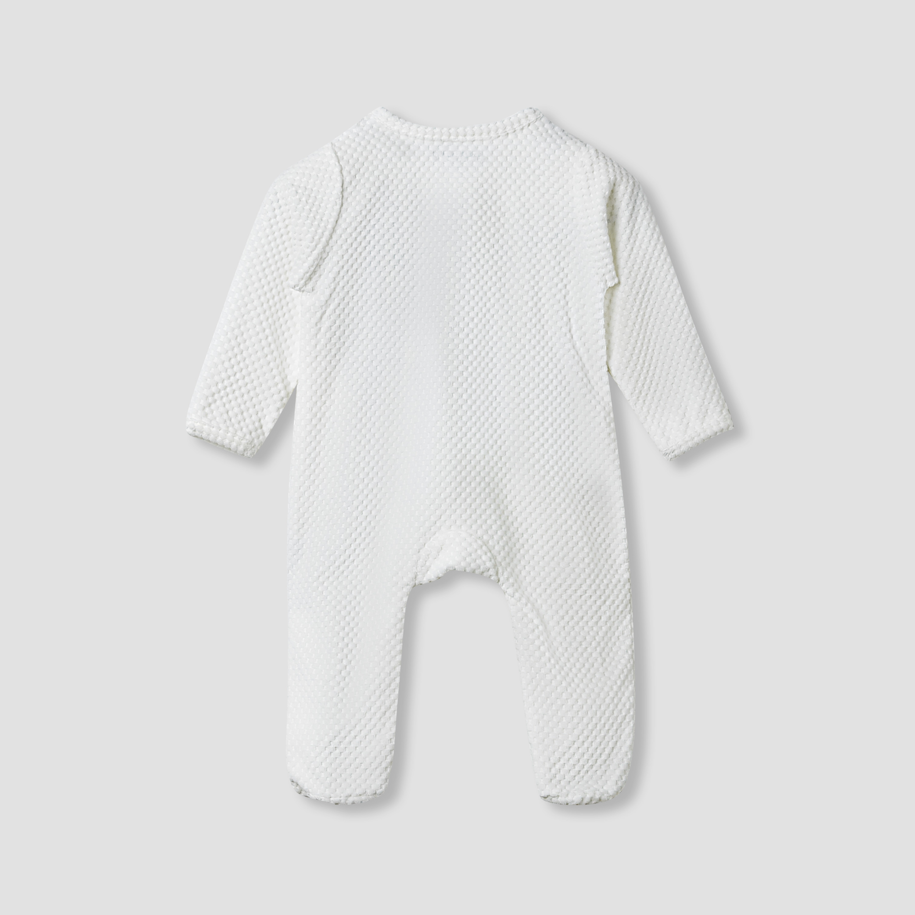 Juniors Crew Neck Sleepsuit with Bear Applique - Cotton Blend - Long Sleeves-baby-boys-clothing-nightwear-sleepsuits-image-2