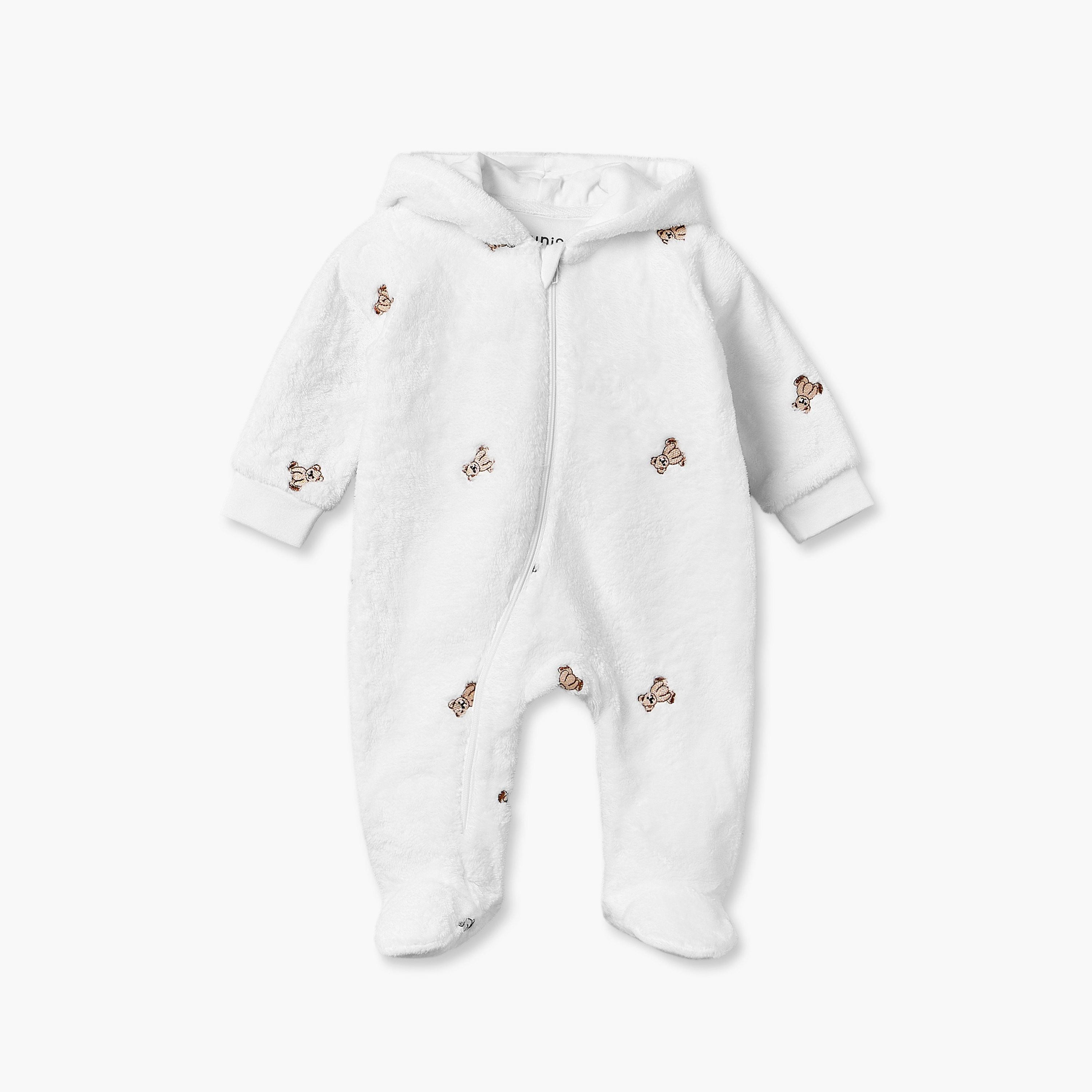بدلة نوم قطن بقبعة وأكمام طويلة بتطريزات من جونيورز-baby-boys-clothing-nightwear-sleepsuits-image-1