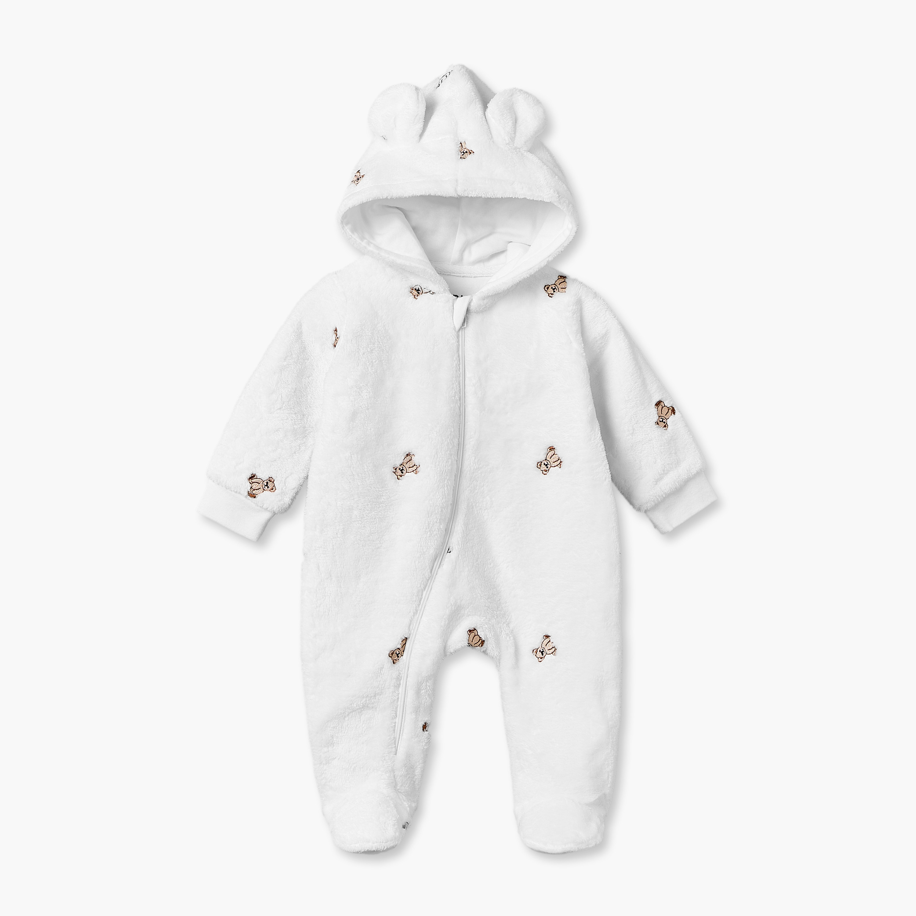 بدلة نوم قطن بقبعة وأكمام طويلة بتطريزات من جونيورز-baby-boys-clothing-nightwear-sleepsuits-image-2