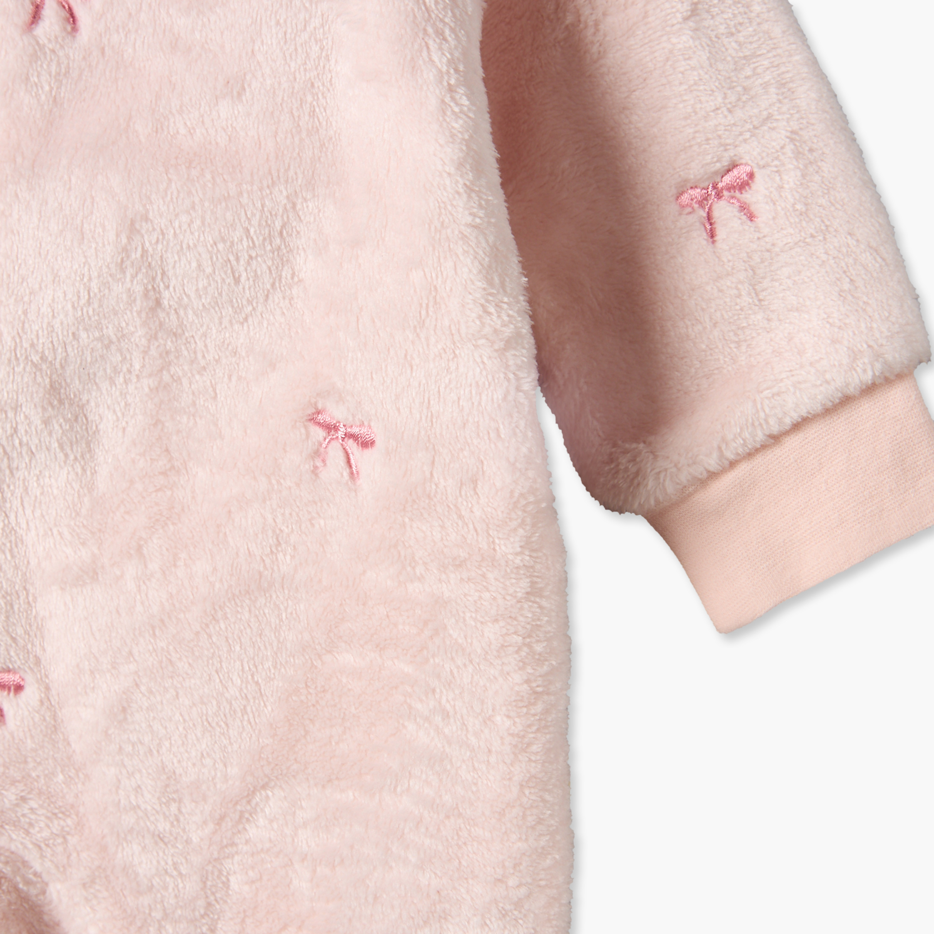 Juniors Cotton Hooded Long Sleeves Sleepsuit with Bow Embroidered-baby-girls-clothing-nightwear-sleepsuits-image-4