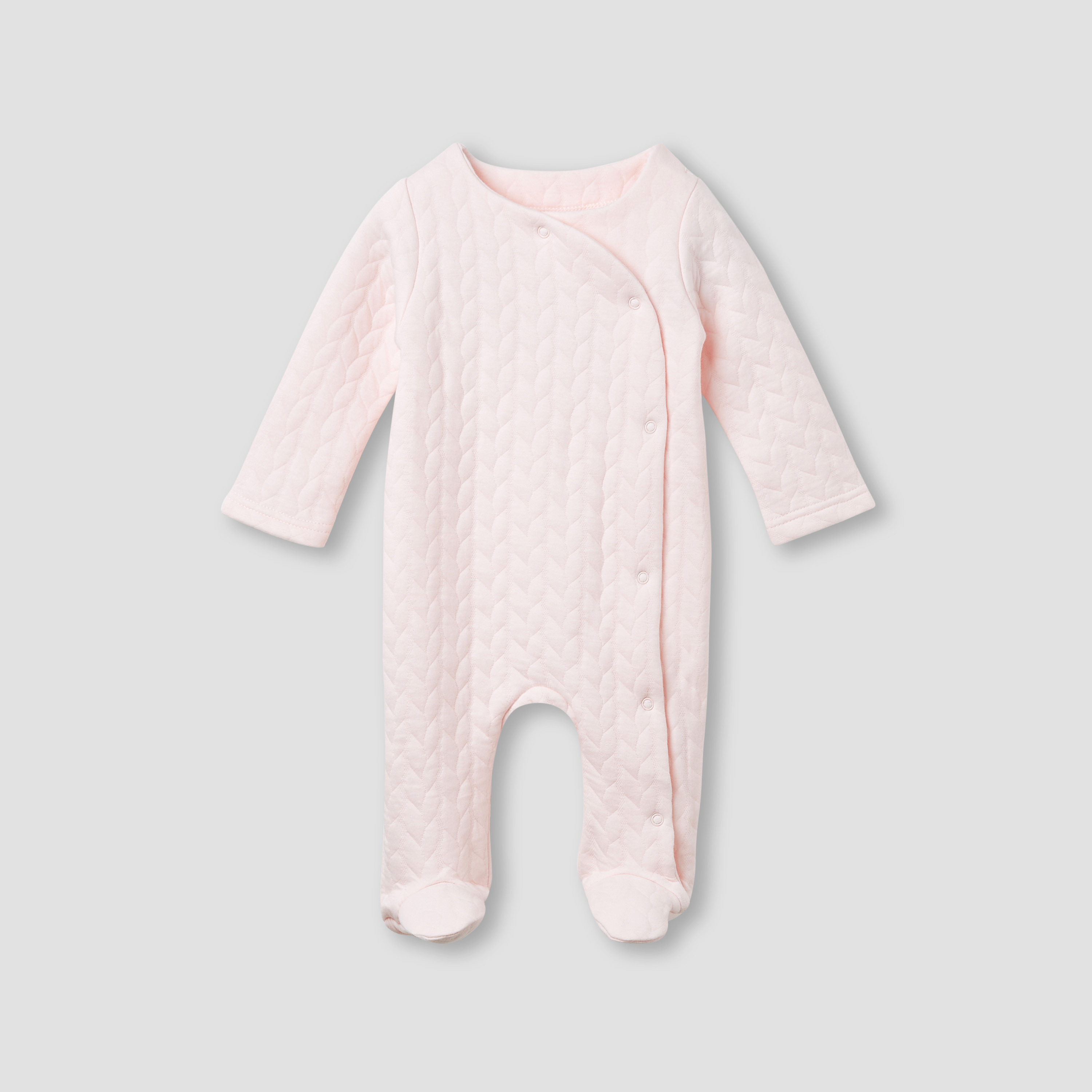 Juniors Jacquard Textured Sleepsuit with Long Sleeves-baby-girls-clothing-nightwear-sleepsuits-image-1