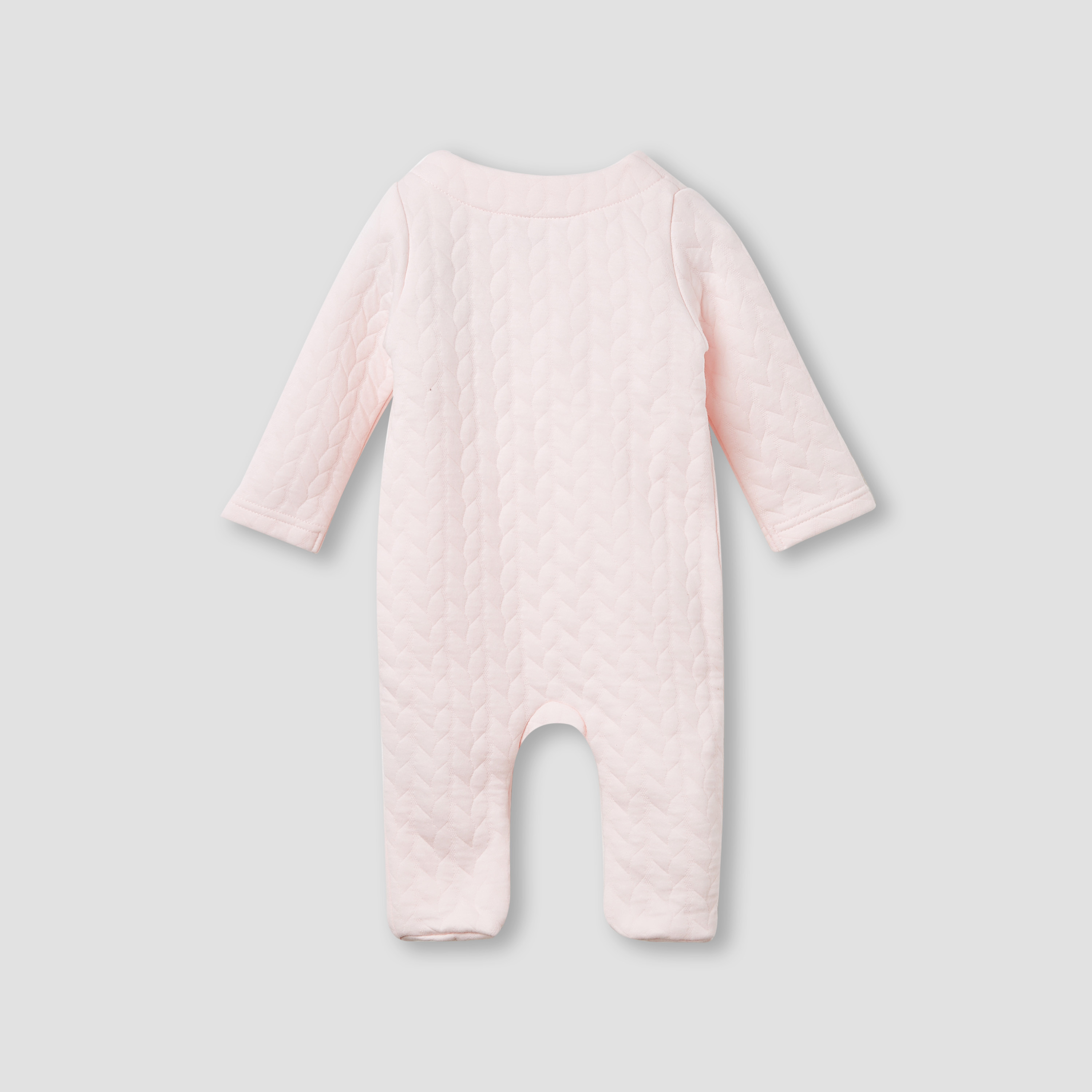 Juniors Jacquard Textured Sleepsuit with Long Sleeves-baby-girls-clothing-nightwear-sleepsuits-image-2