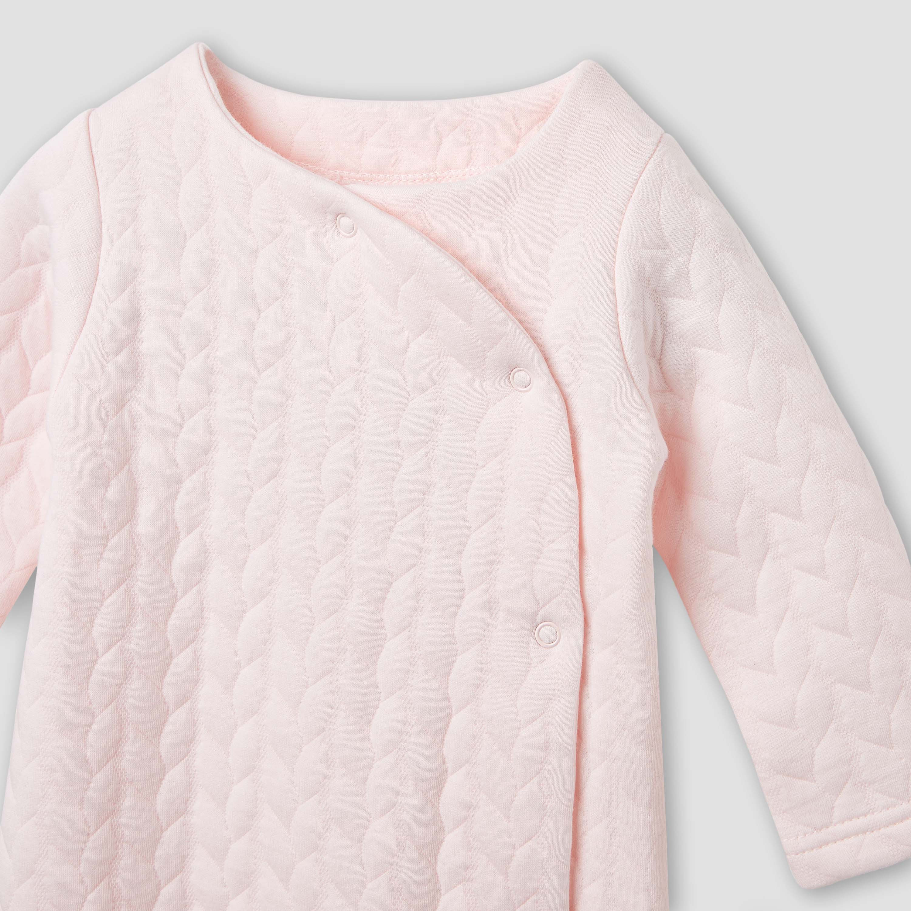 Juniors Jacquard Textured Sleepsuit with Long Sleeves-baby-girls-clothing-nightwear-sleepsuits-image-3