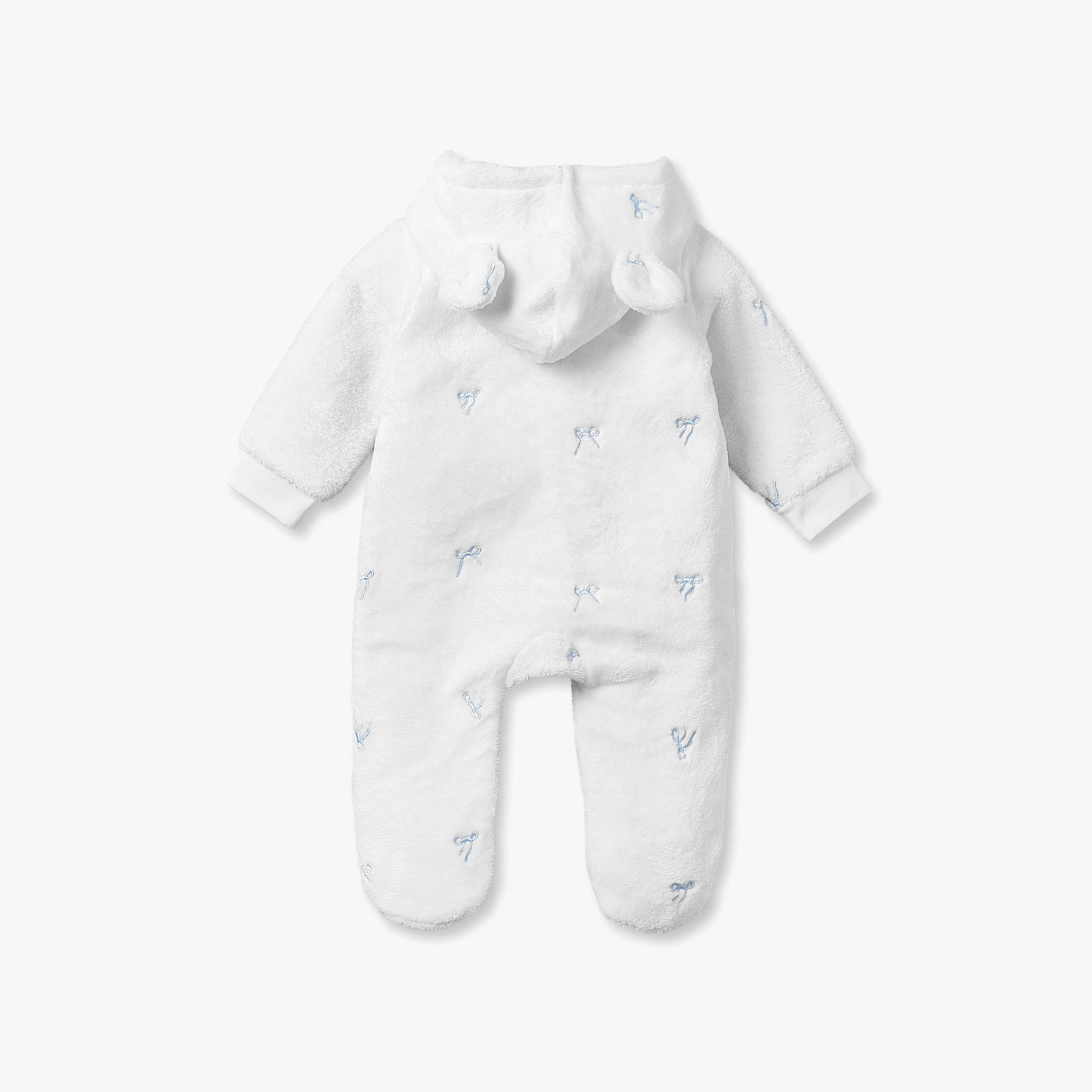 Juniors Cotton Hooded Long Sleeves Sleepsuit with Bow Embroidery-baby-girls-clothing-nightwear-sleepsuits-image-3