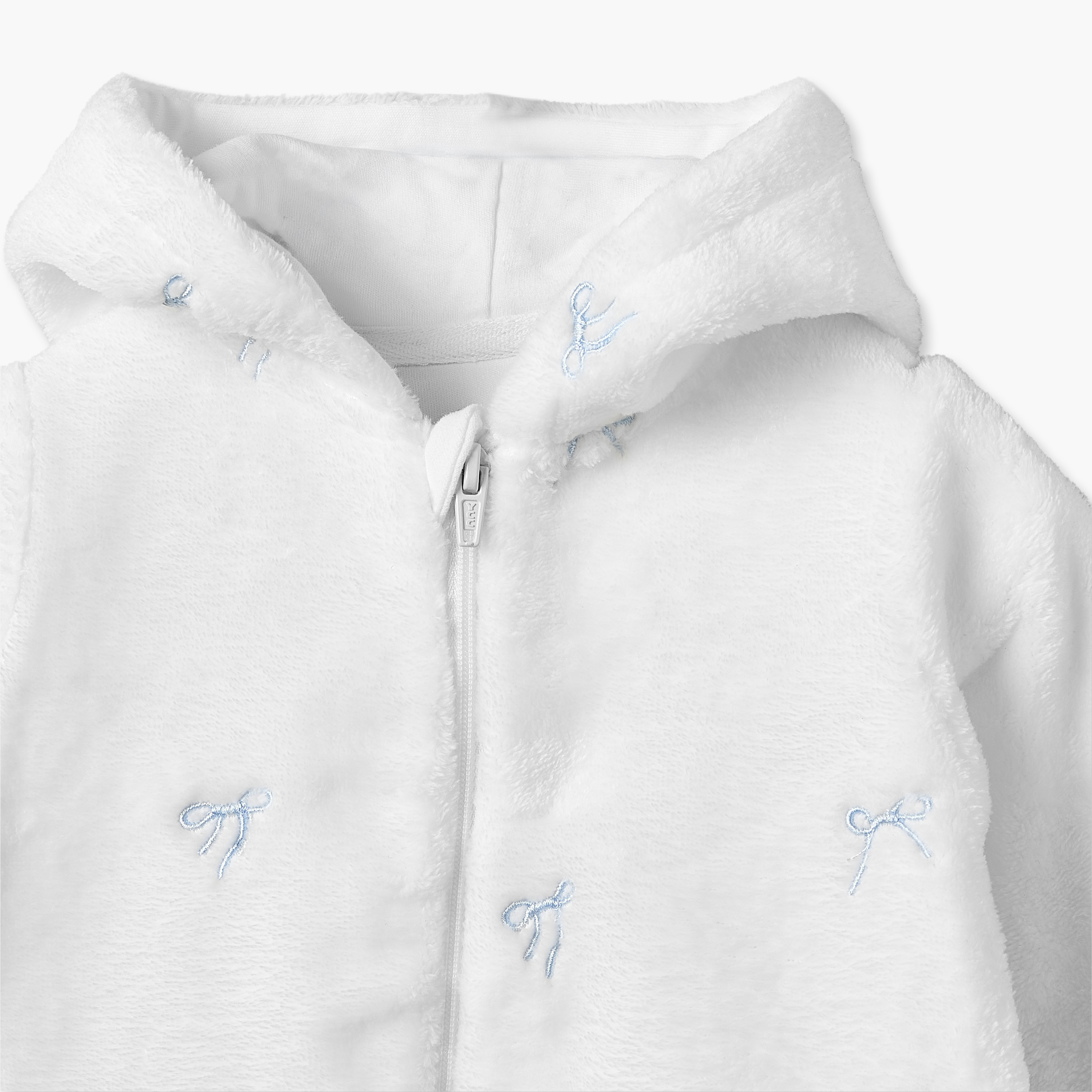 Juniors Cotton Hooded Long Sleeves Sleepsuit with Bow Embroidery-baby-girls-clothing-nightwear-sleepsuits-image-4