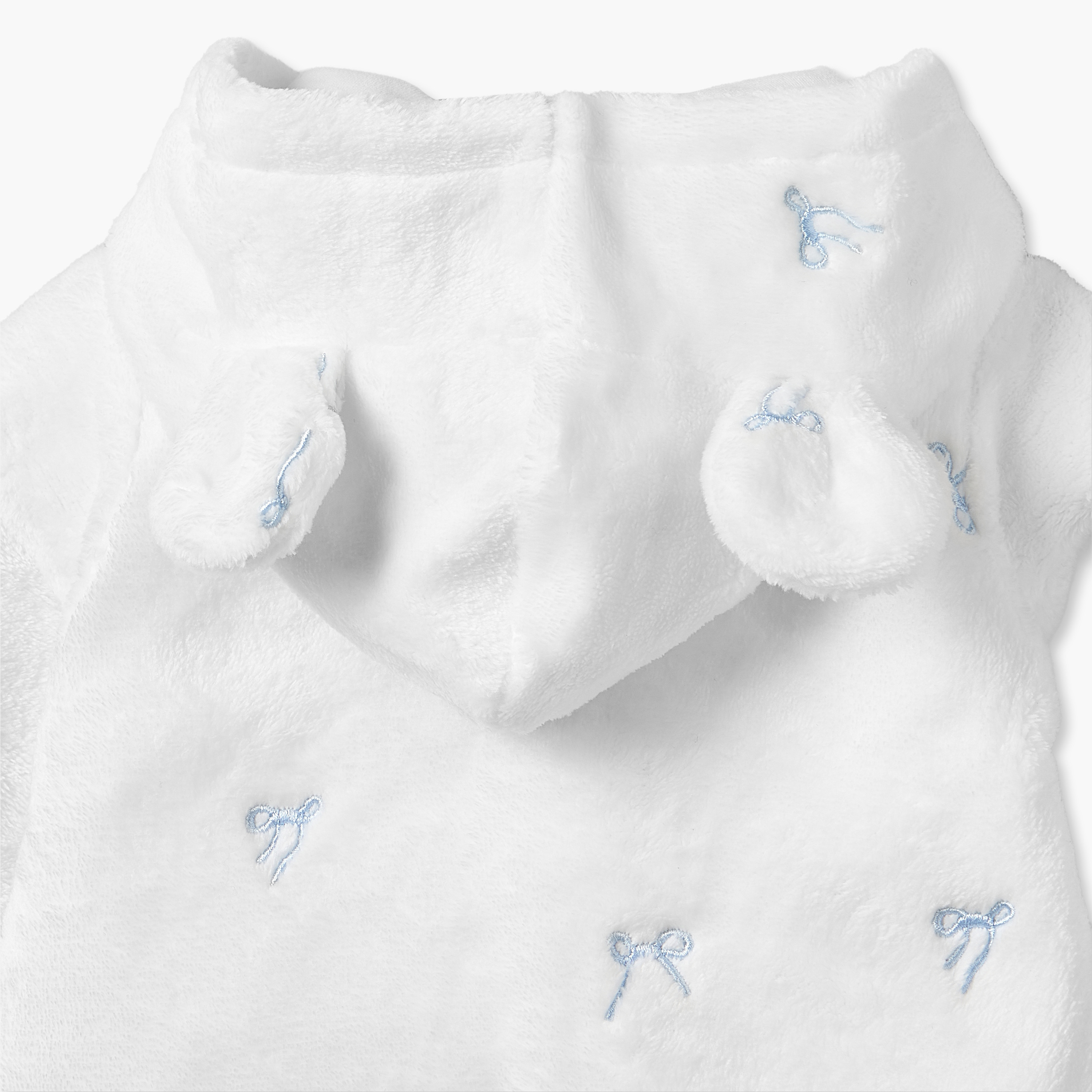 Juniors Cotton Hooded Long Sleeves Sleepsuit with Bow Embroidery-baby-girls-clothing-nightwear-sleepsuits-image-6