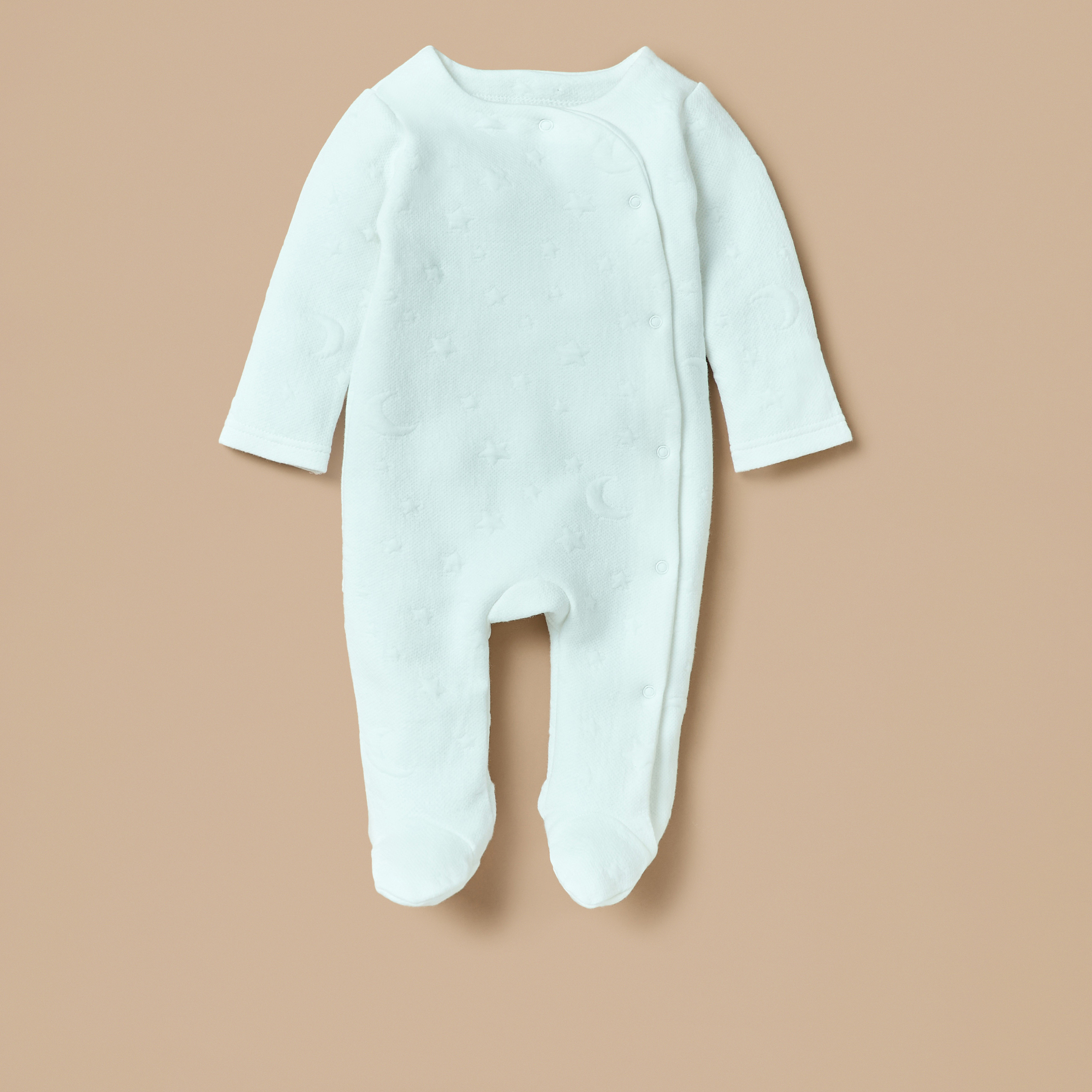 Giggles Jacquard Padded Closed Feet Sleepsuit with Button Closure-baby-boys-clothing-winterwear-sleepsuits-image-1