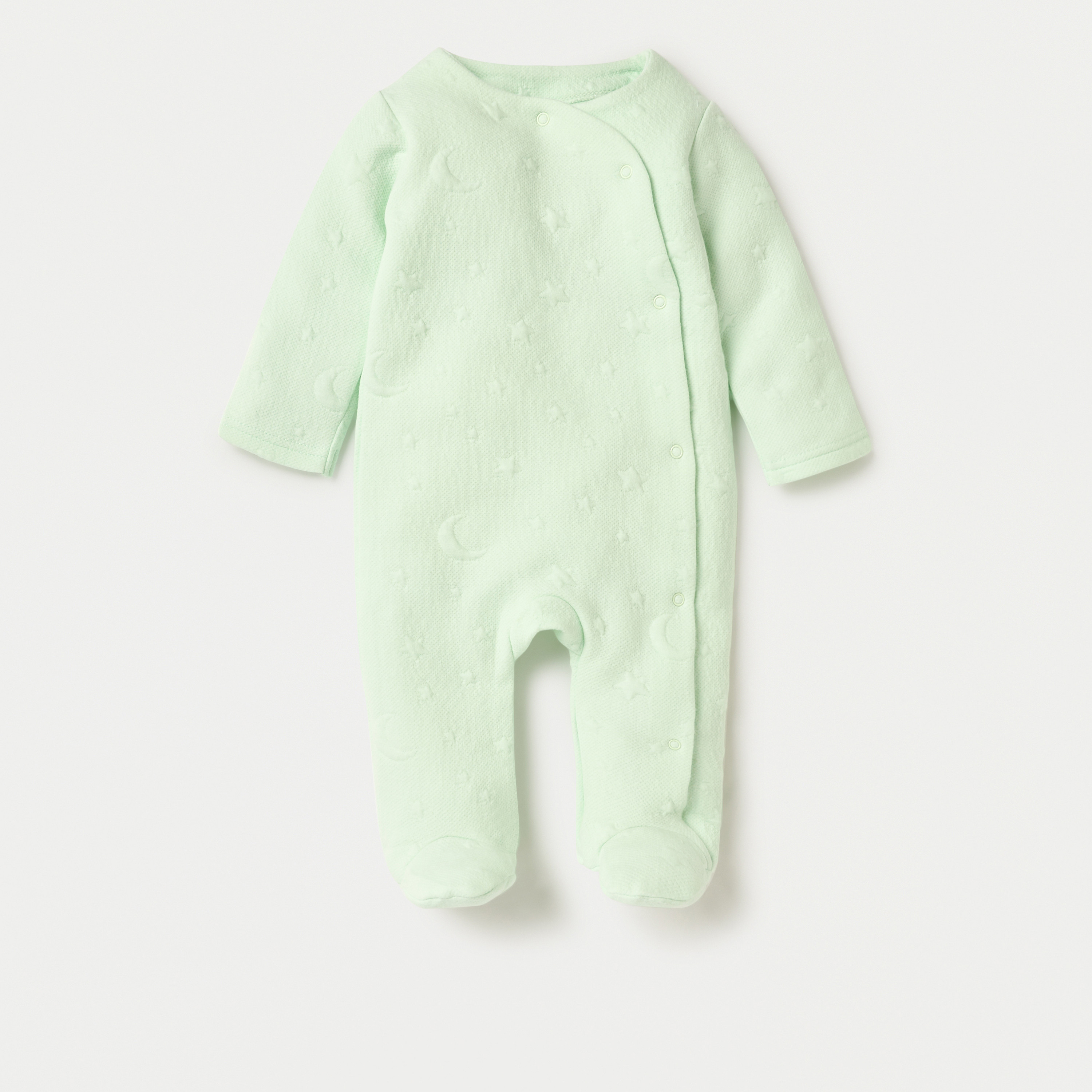 Giggles Jacquard Textured Padded Closed Feet Sleepsuit with Long Sleeves-baby-boys-clothing-winterwear-sleepsuits-image-1