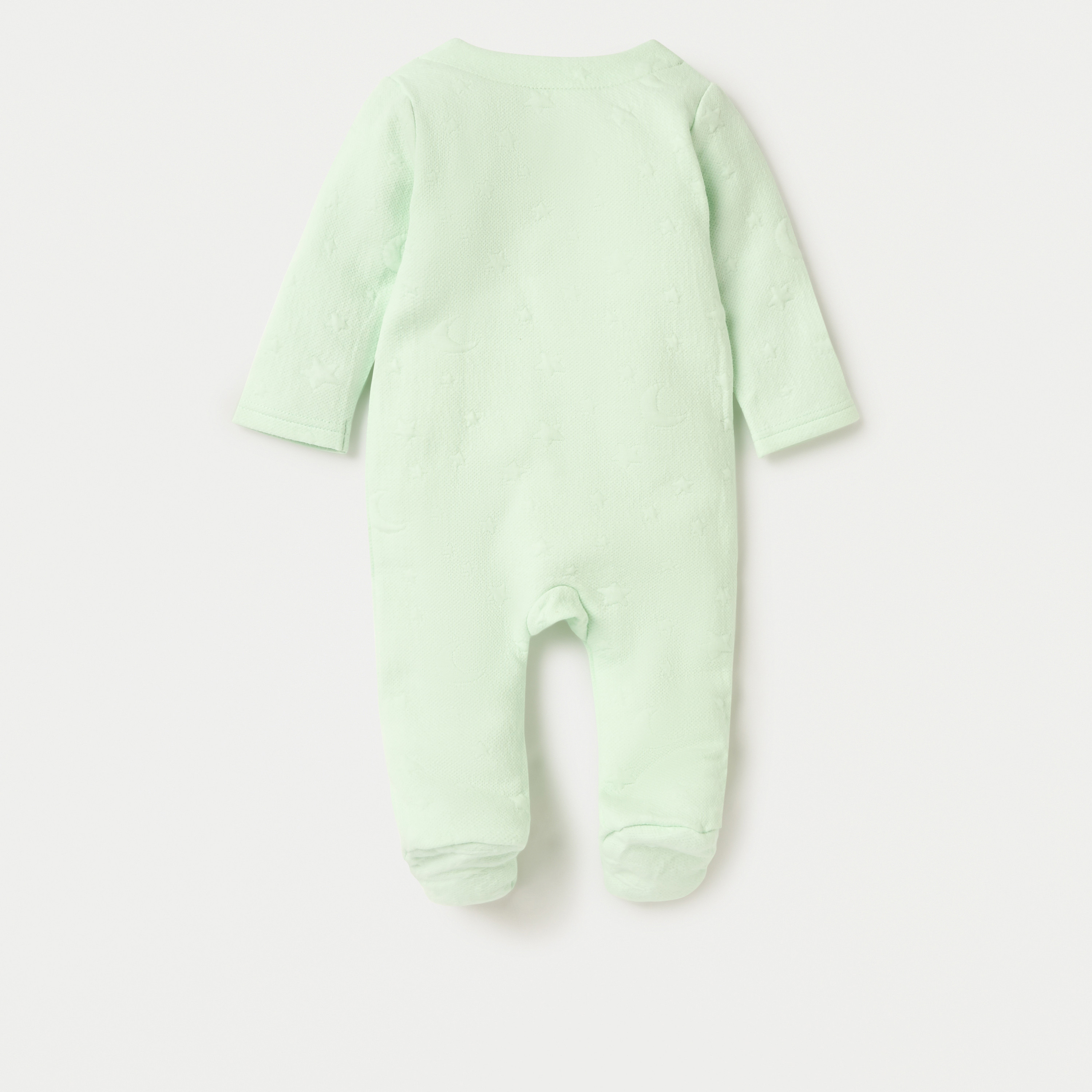 Giggles Jacquard Textured Padded Closed Feet Sleepsuit with Long Sleeves-baby-boys-clothing-winterwear-sleepsuits-image-2