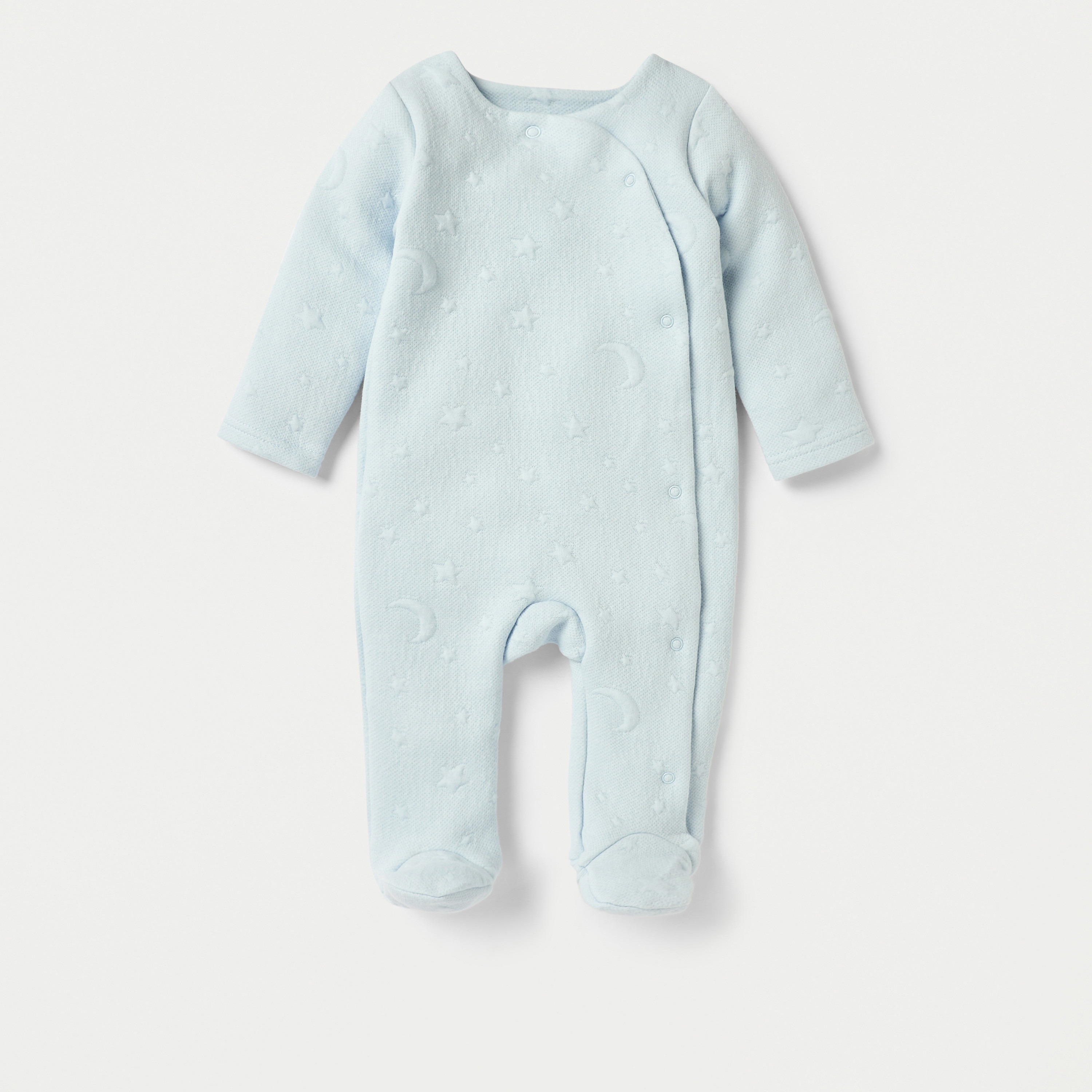 Giggles Jacquard Textured Padded Closed Feet Sleepsuit with Long Sleeves-baby-boys-clothing-winterwear-sleepsuits-image-1