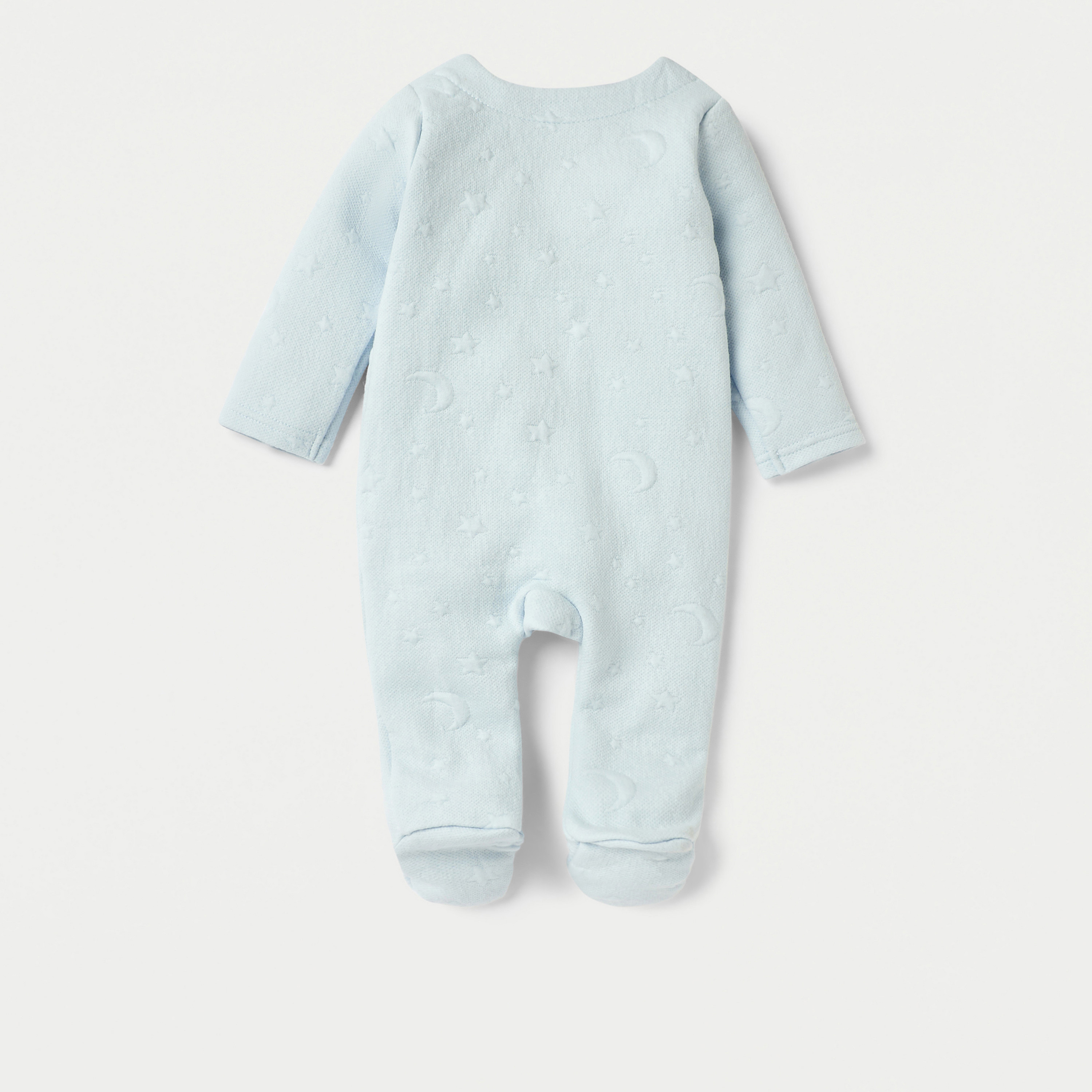 Giggles Jacquard Textured Padded Closed Feet Sleepsuit with Long Sleeves-baby-boys-clothing-winterwear-sleepsuits-image-2