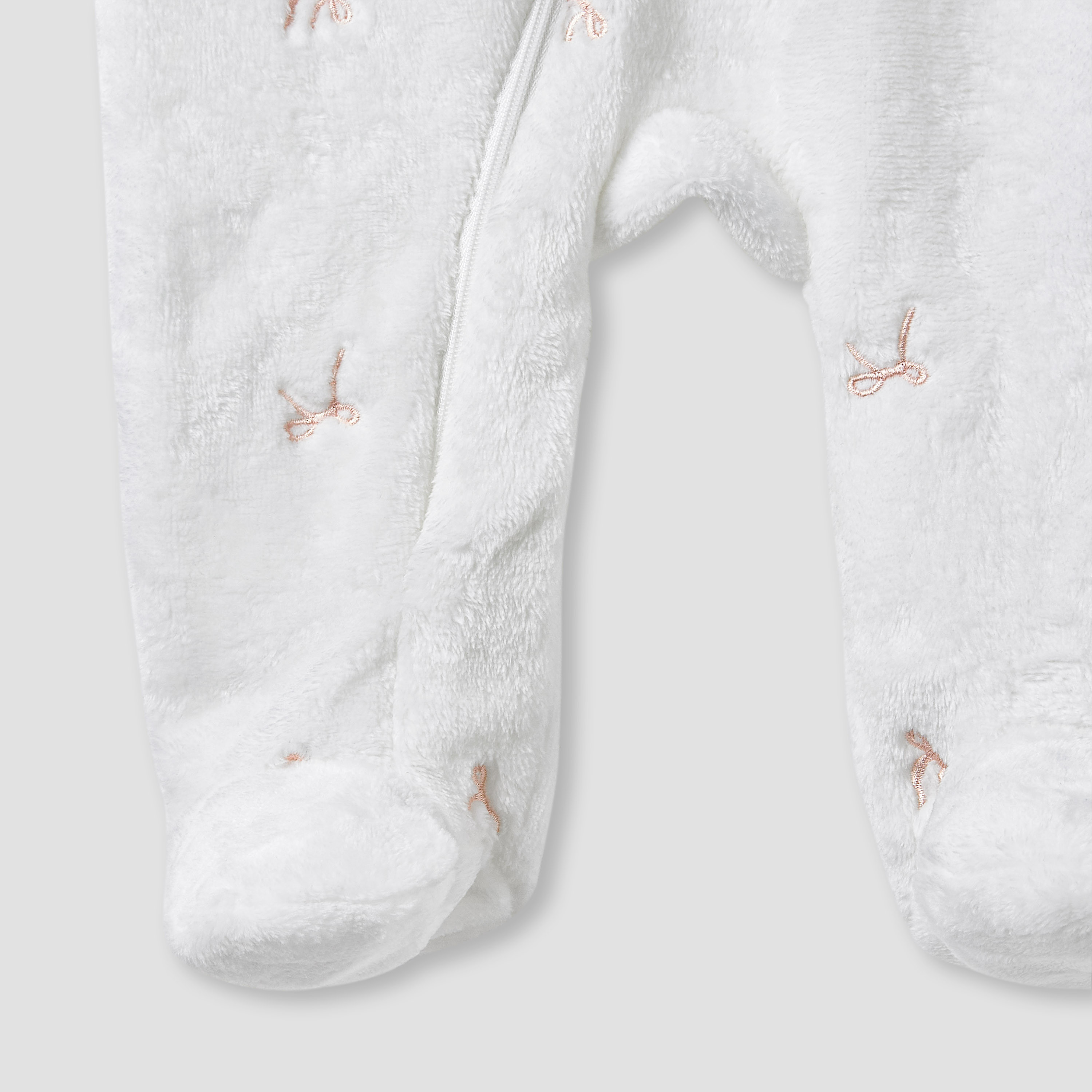 Juniors Hooded Sleepsuit with Bow Embroidery - Polyester - Long Sleeves-baby-girls-clothing-nightwear-sleepsuits-image-4