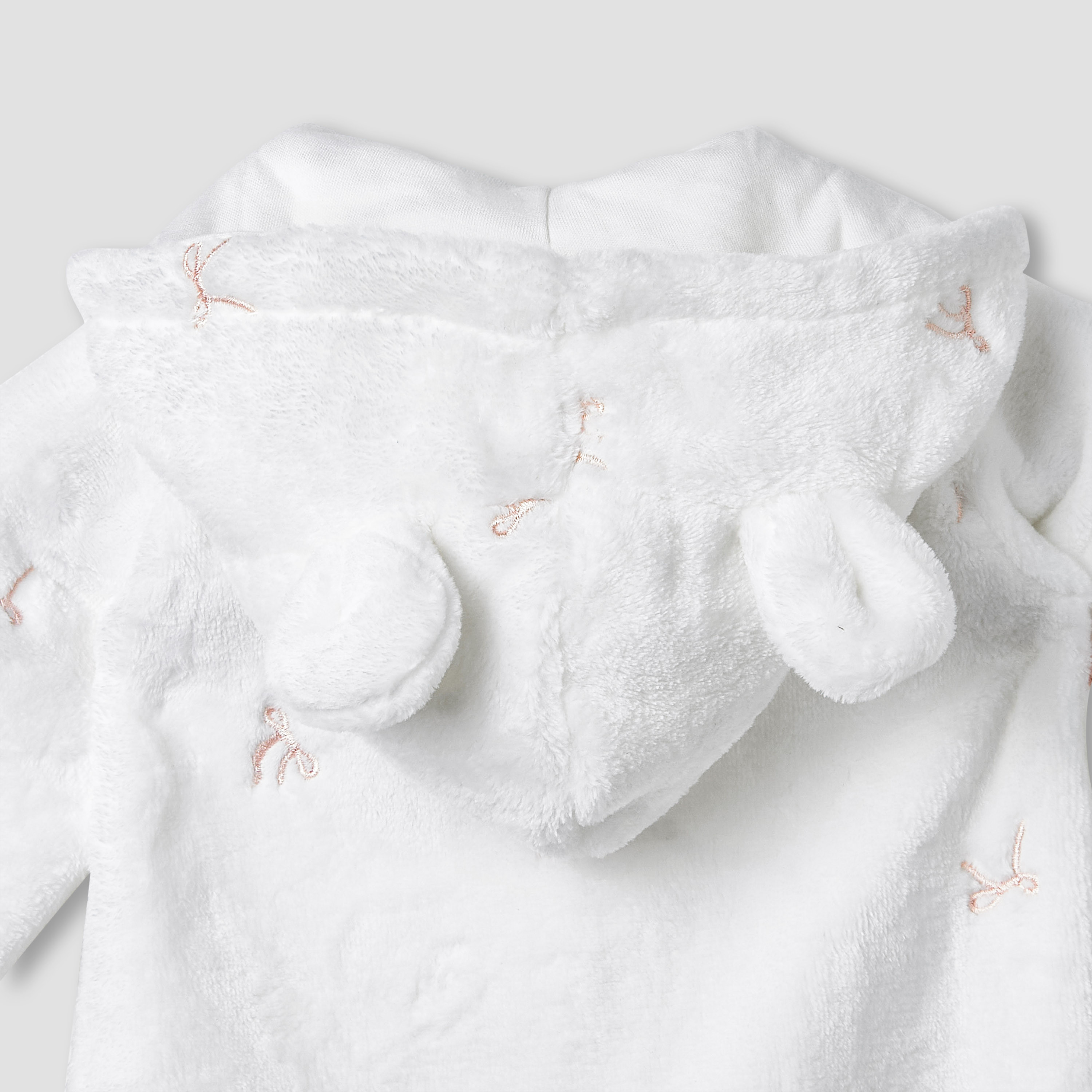 Juniors Hooded Sleepsuit with Bow Embroidery - Polyester - Long Sleeves-baby-girls-clothing-nightwear-sleepsuits-image-5