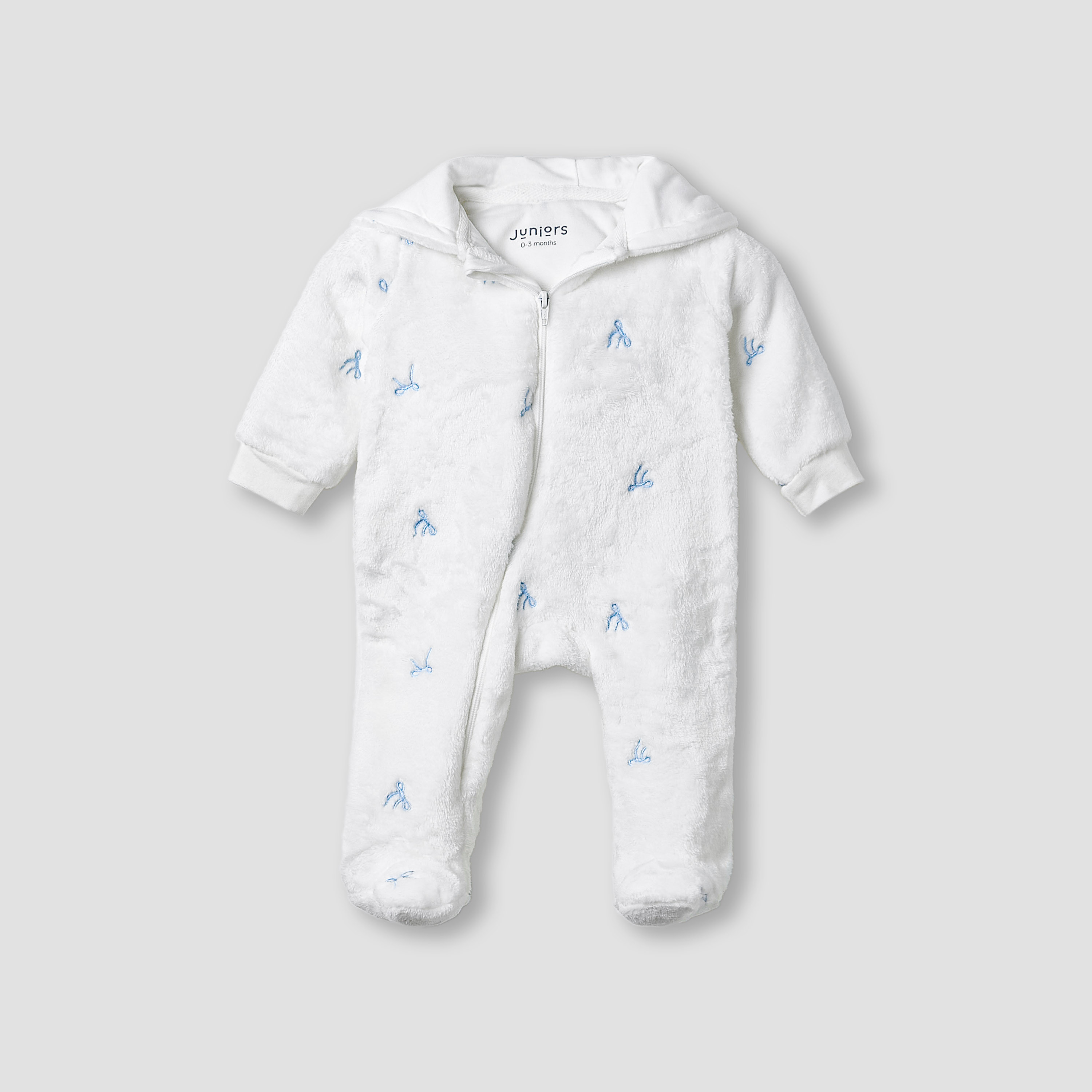 Juniors Hooded Sleepsuit with Bow Embroidery - Polyester - Long Sleeves-baby-girls-clothing-nightwear-sleepsuits-image-2